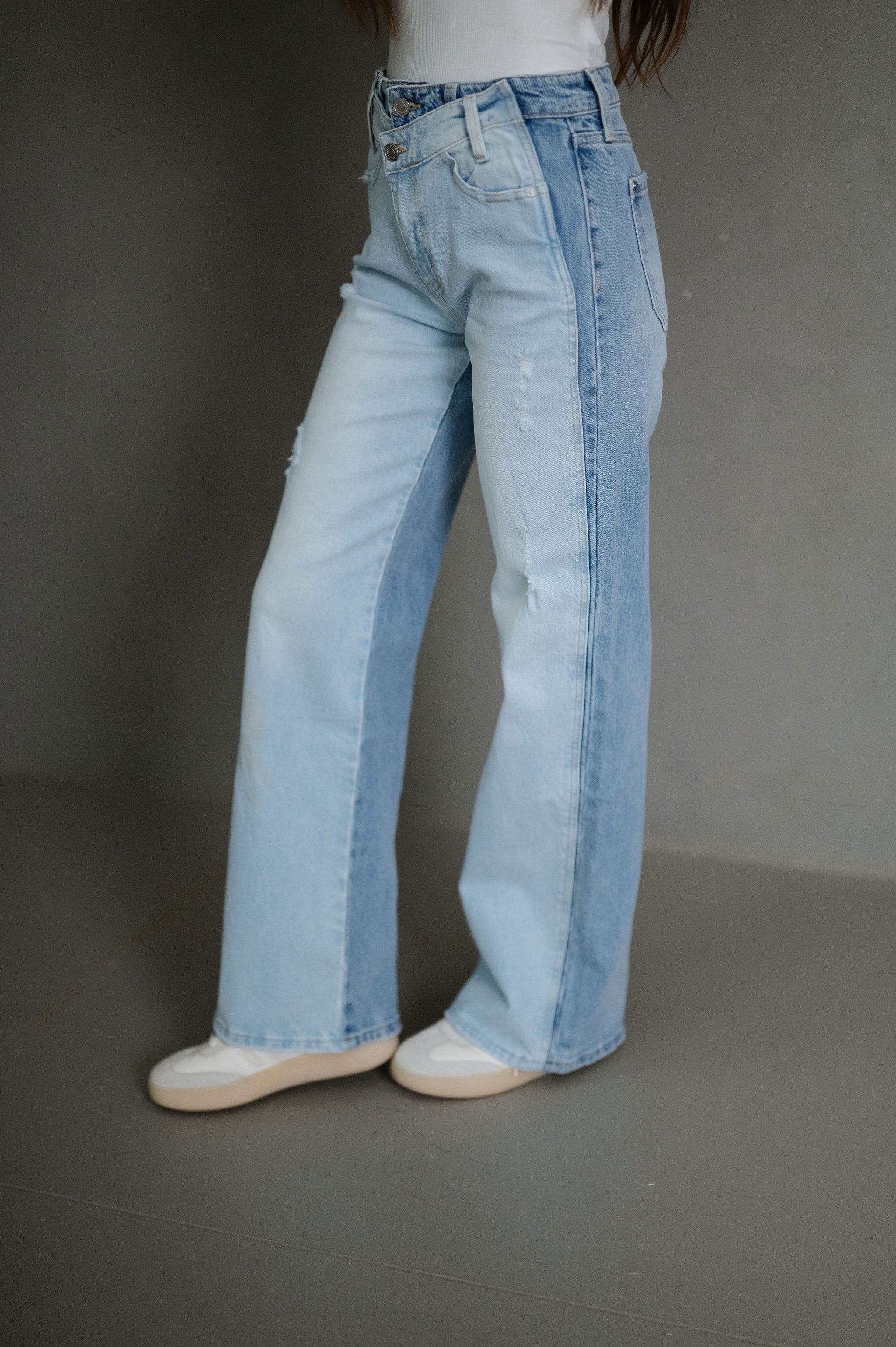 High Rise Wide Flare Jeans-Medium/Light