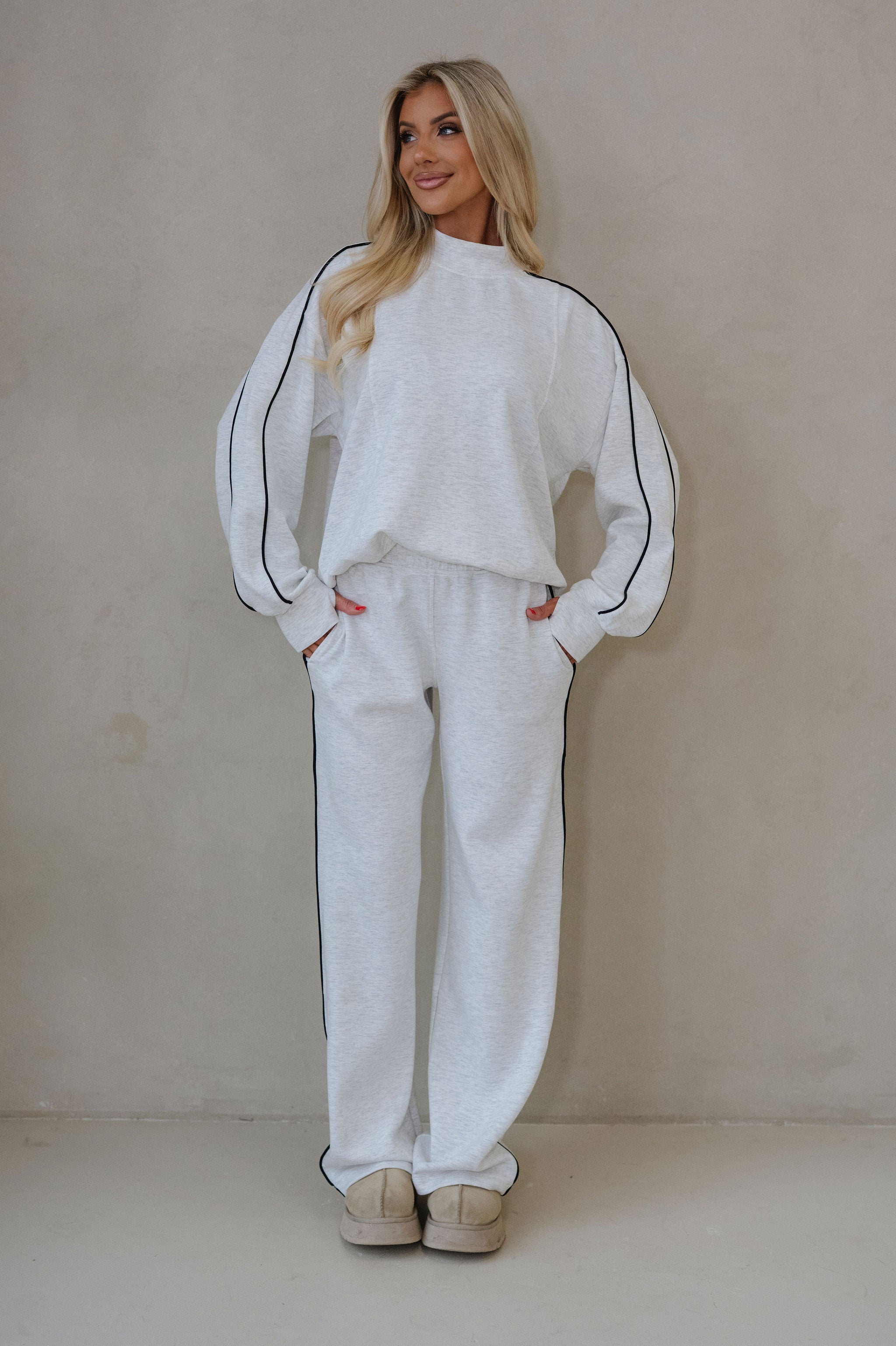 Piper Scuba Pants Set-Grey/Black