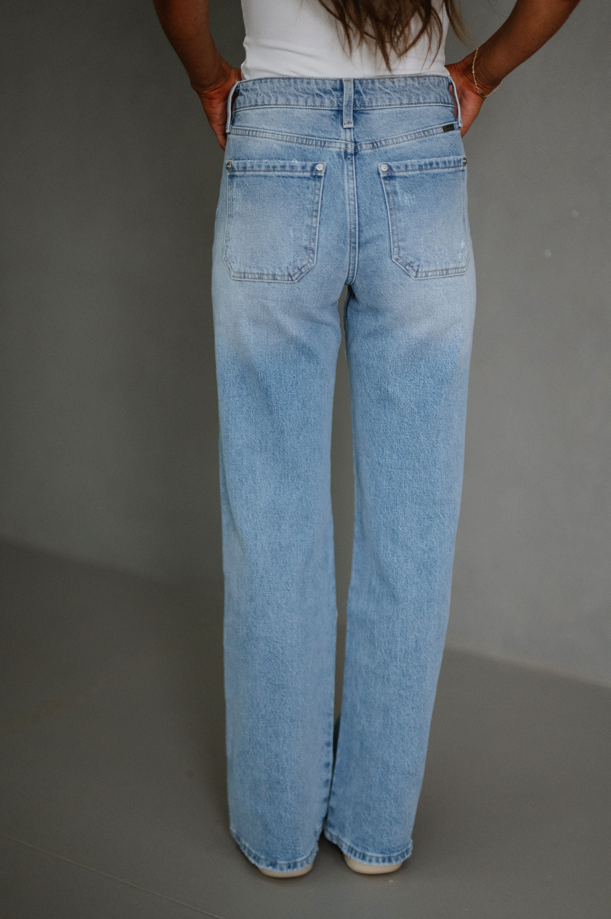 High Rise Wide Flare Jeans-Medium/Light