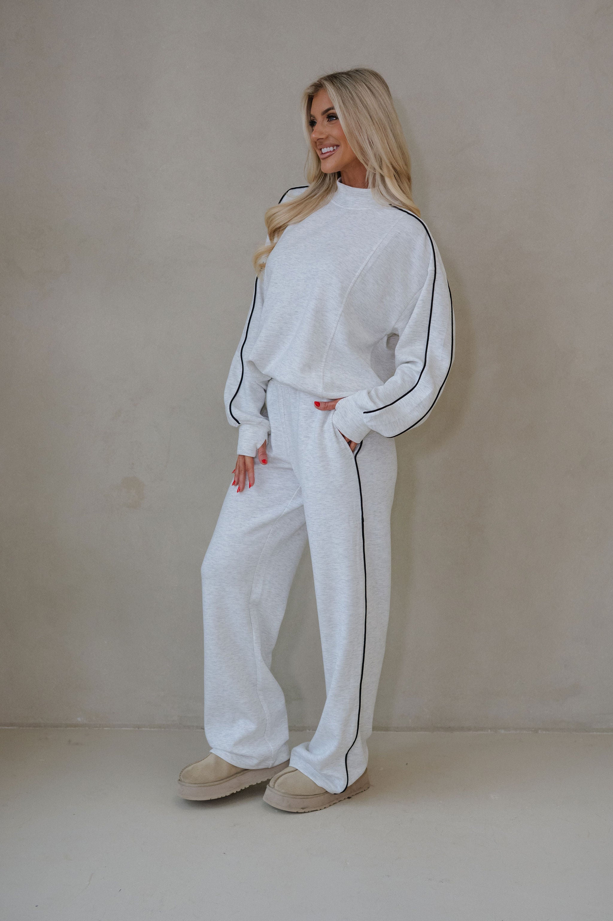 Piper Scuba Pants Set-Grey/Black