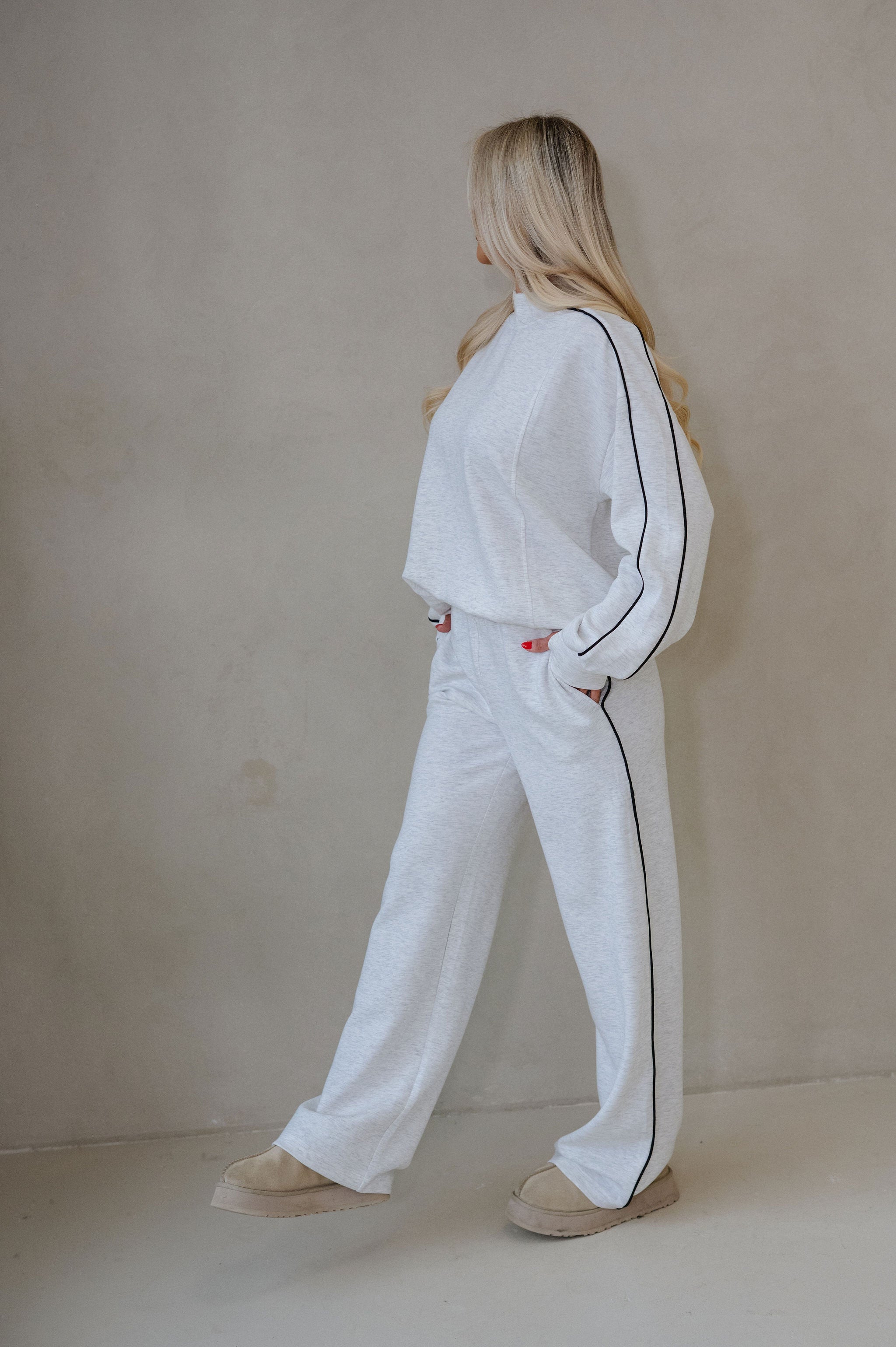 Piper Scuba Pants Set-Grey/Black