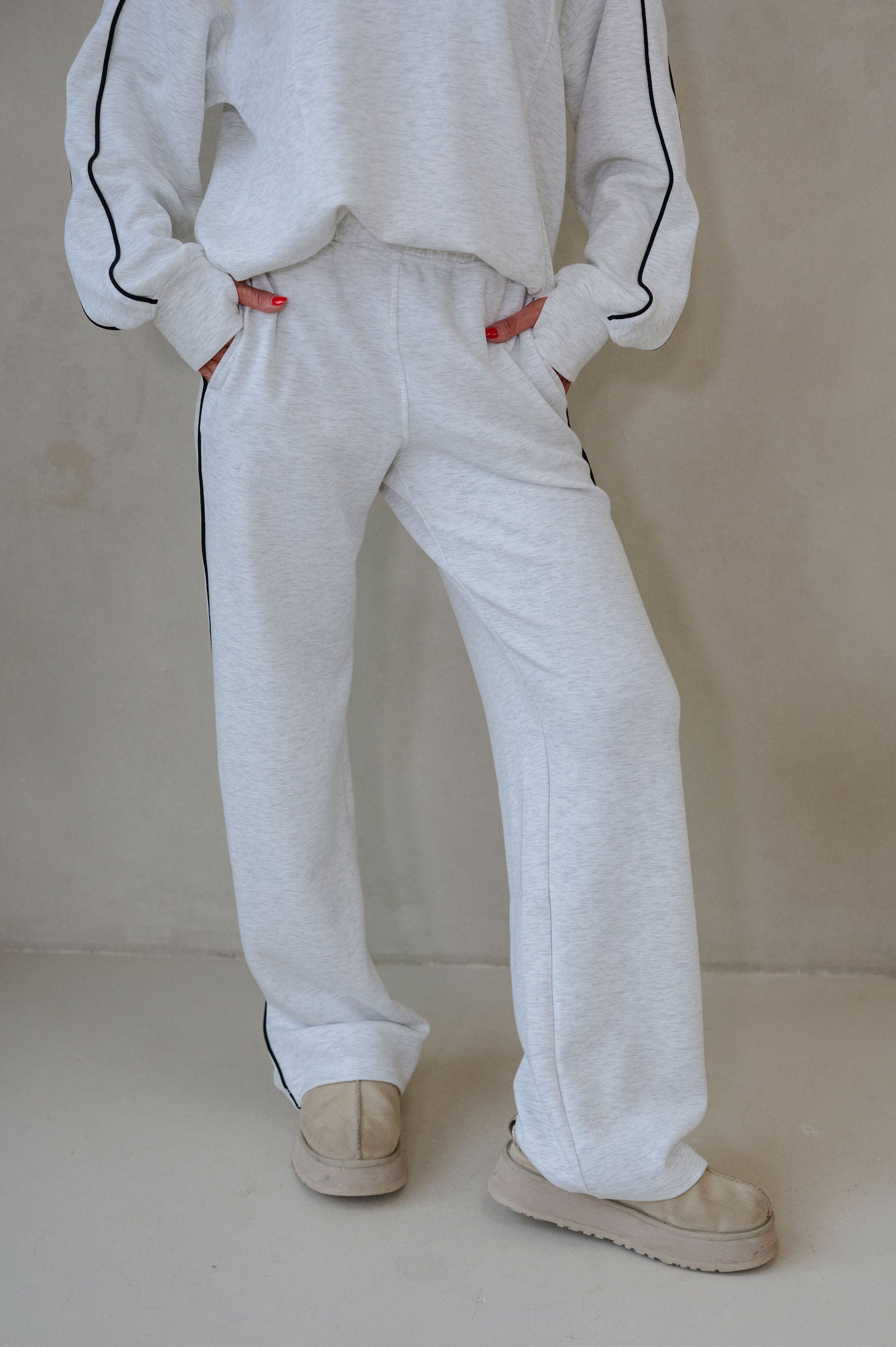 Piper Scuba Pants Set-Grey/Black