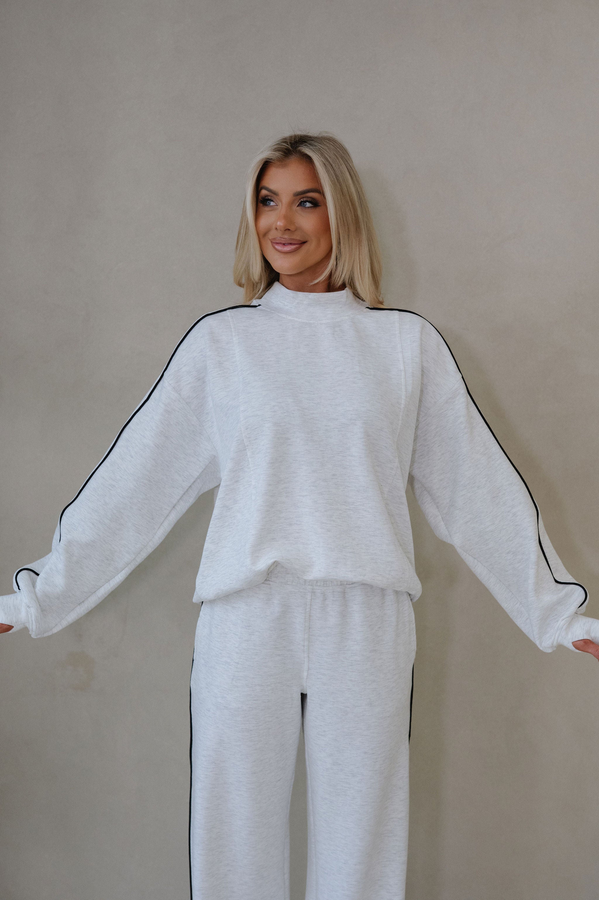 Piper Scuba Pants Set-Grey/Black