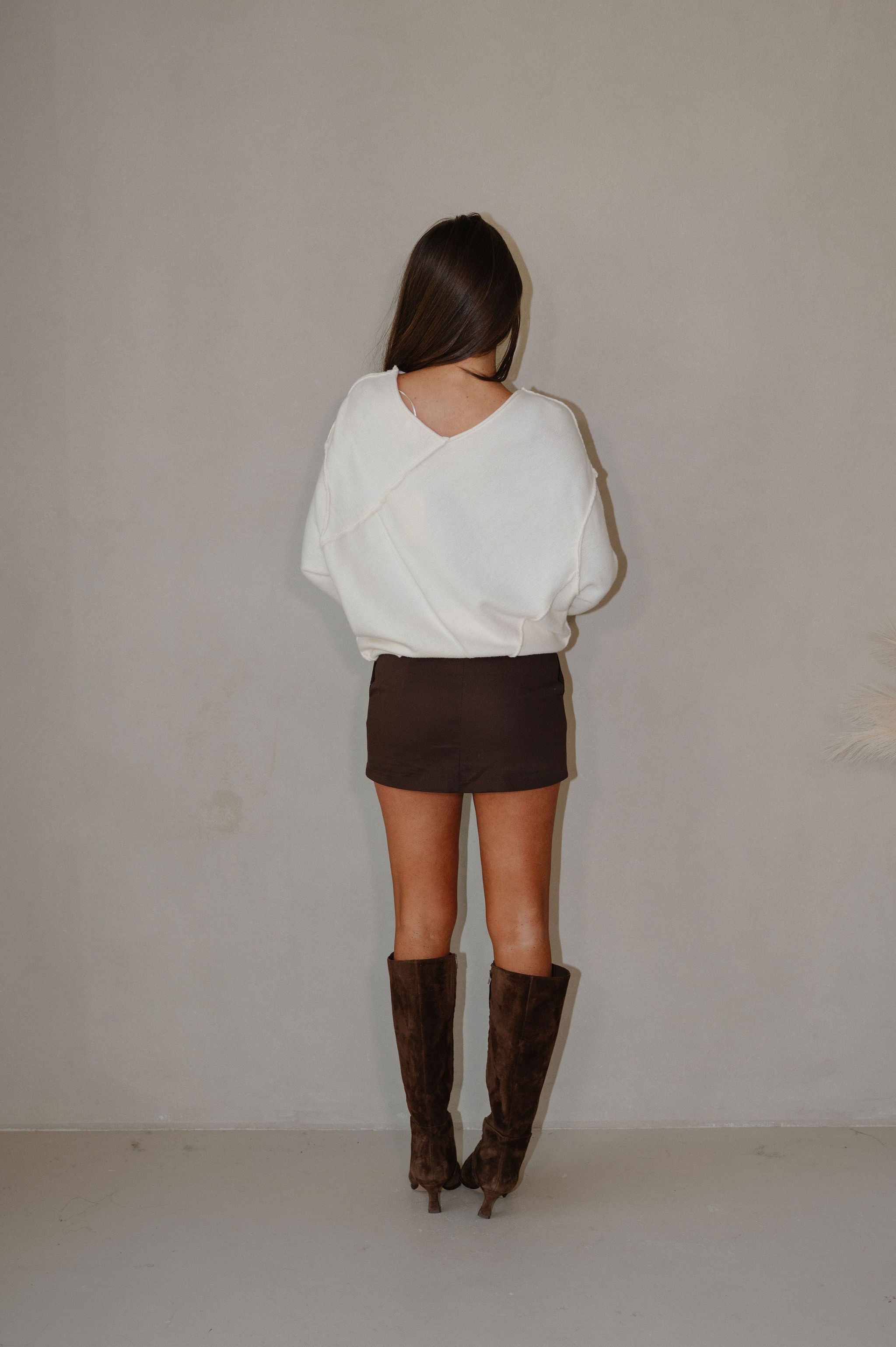 Lilly Exposed Seam Sweater-Cream
