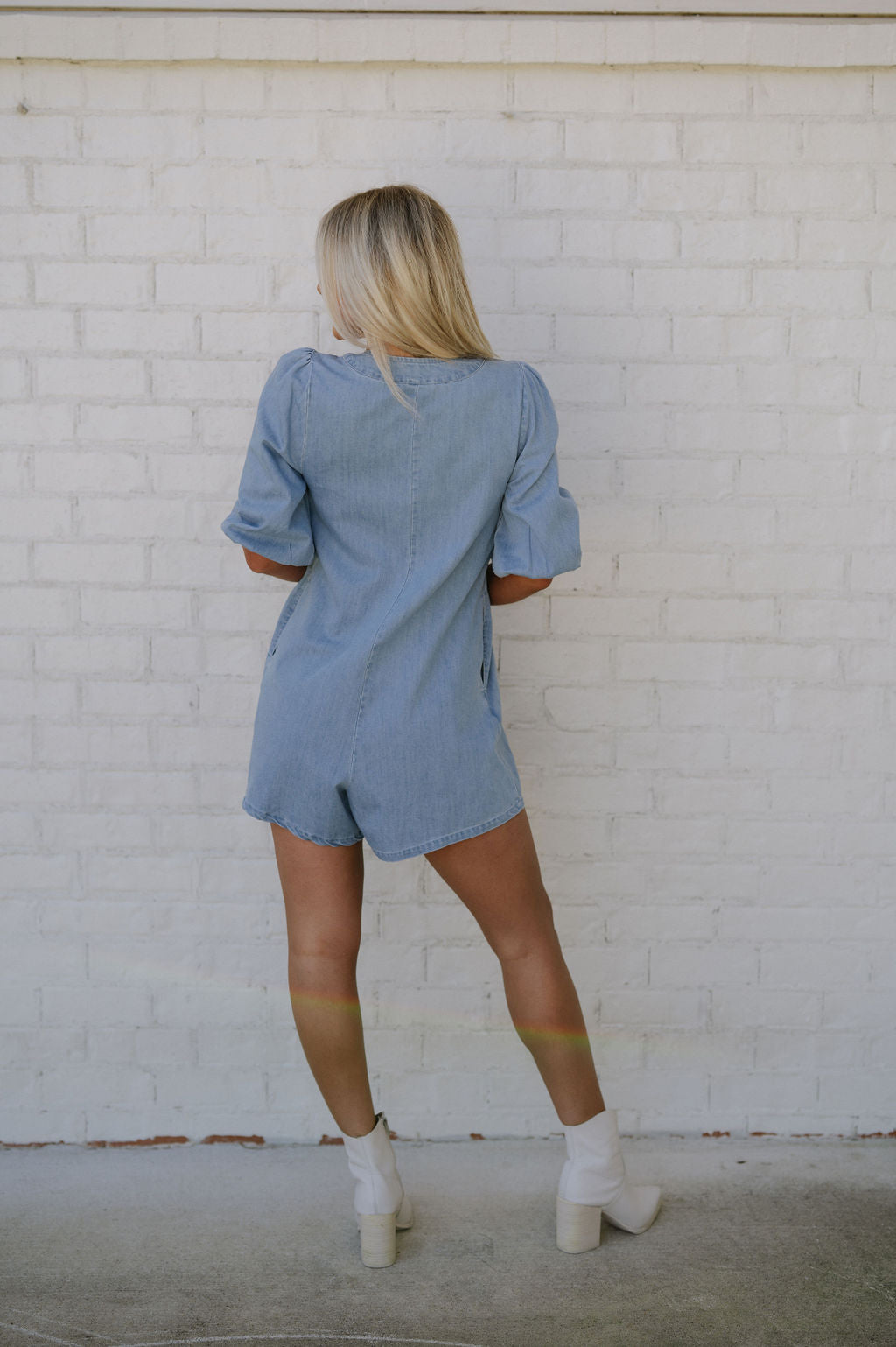 Nelson Front Pleat Romper-Denim