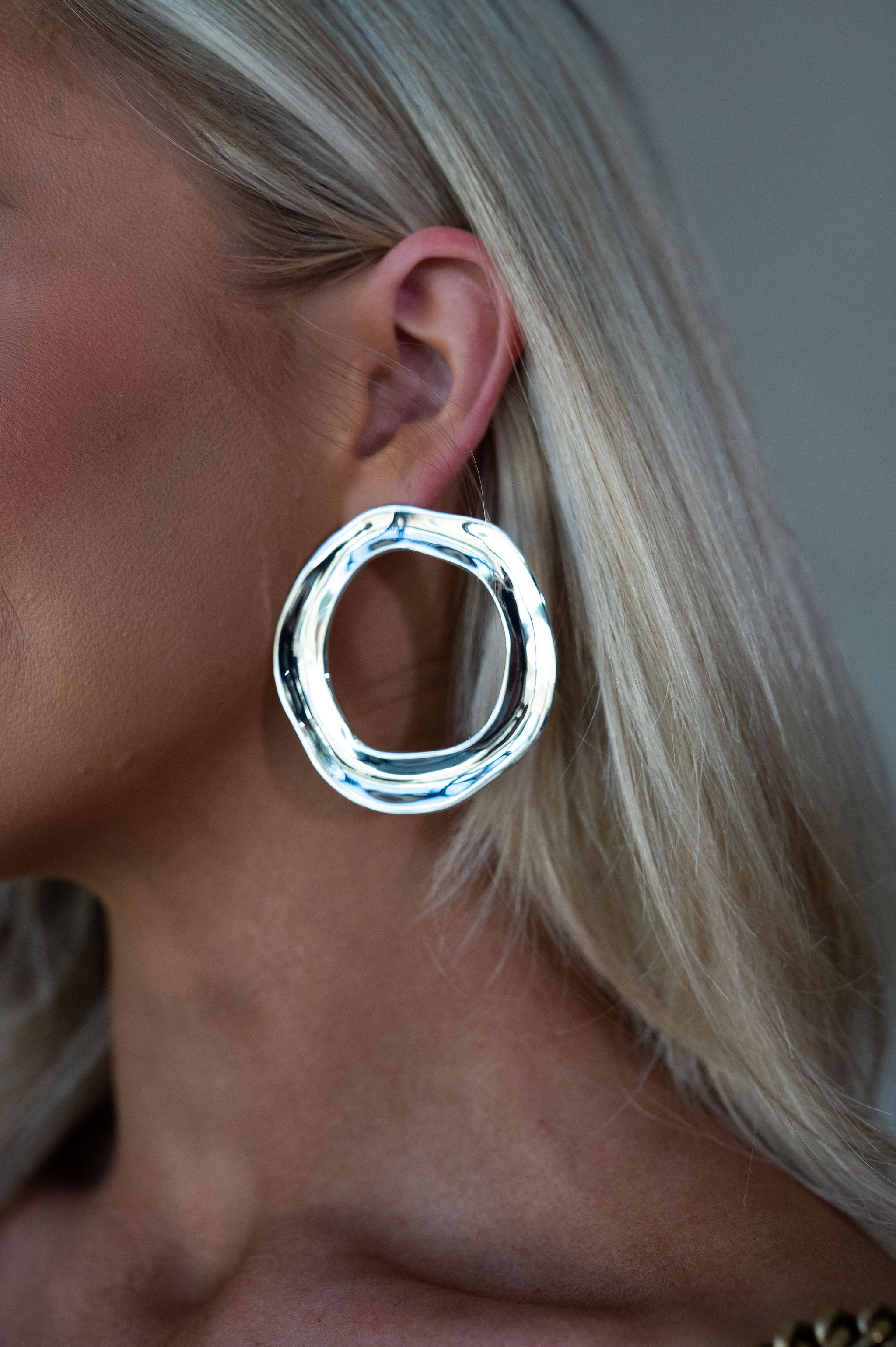 Open Circle Earrings-Silver