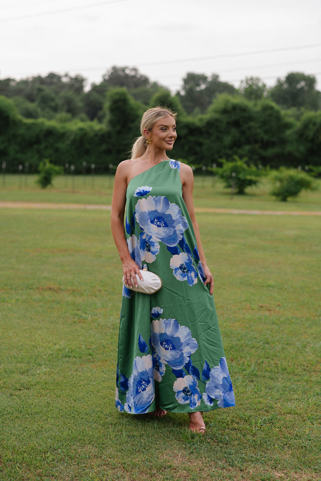 Glena Floral Maxi Dress-Green/Blue