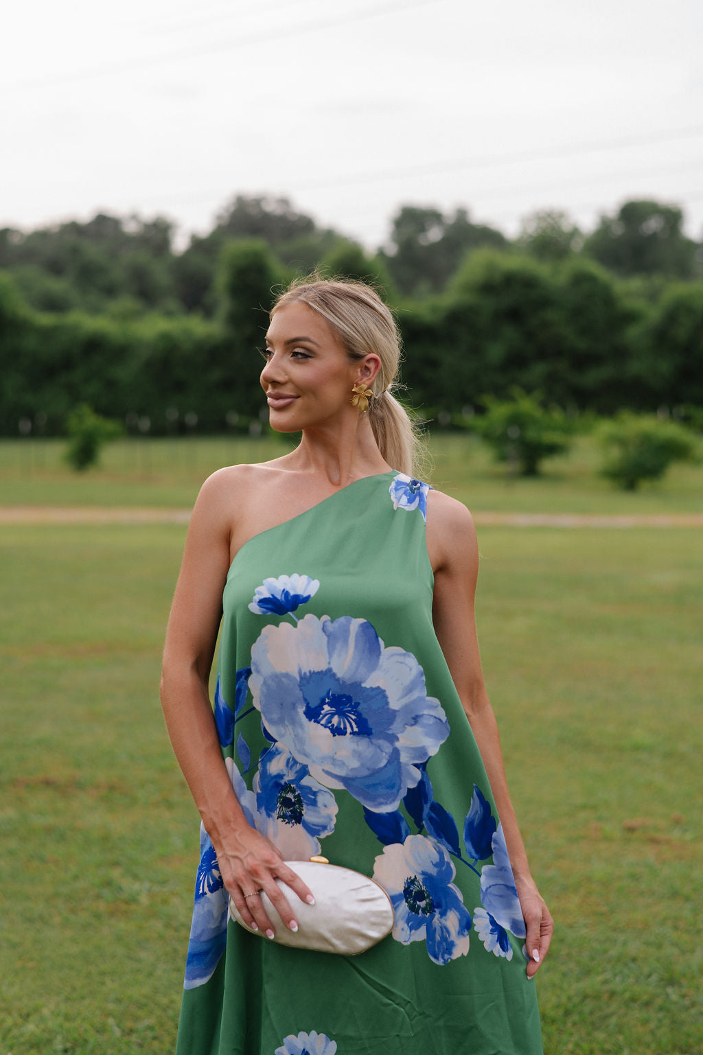 Glena Floral Maxi Dress-Green/Blue