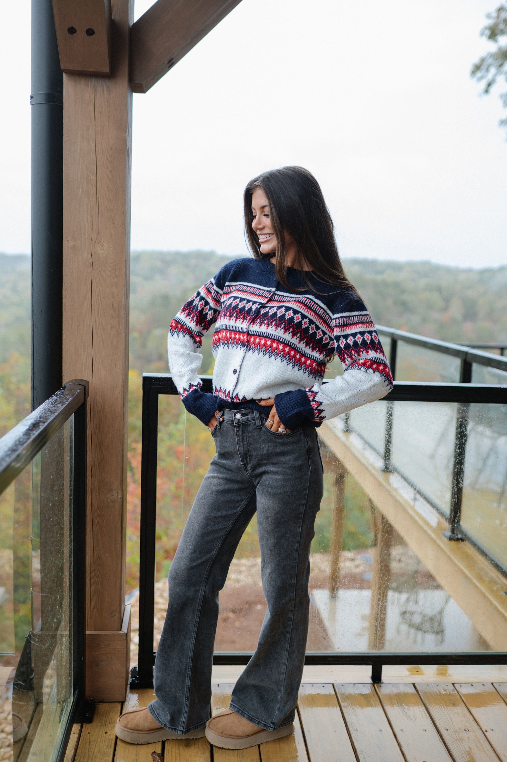 Astrid Nordic Cardigan-White Multi