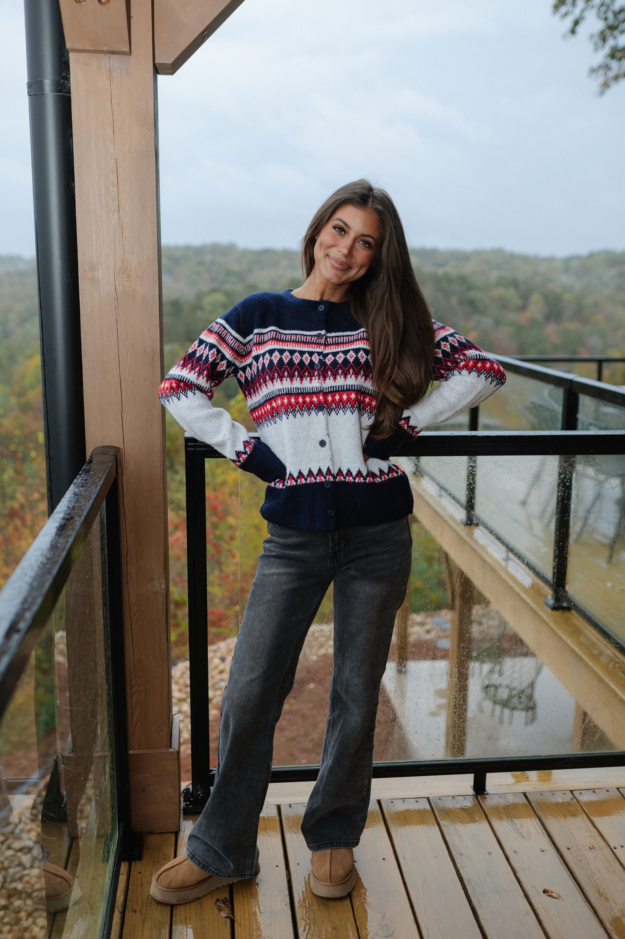 Astrid Nordic Cardigan-White Multi