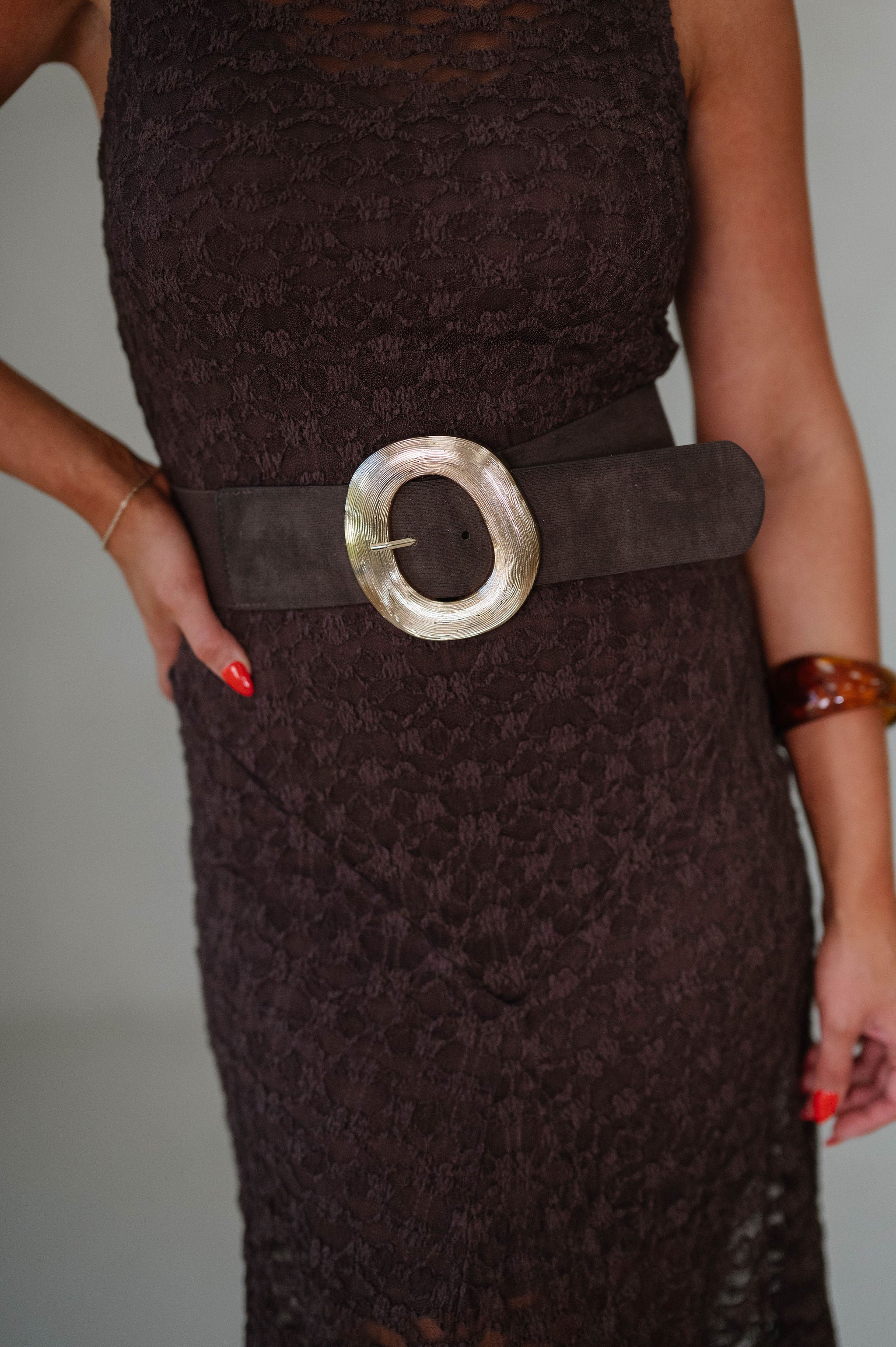 Loving Life Lace Dress- Brown