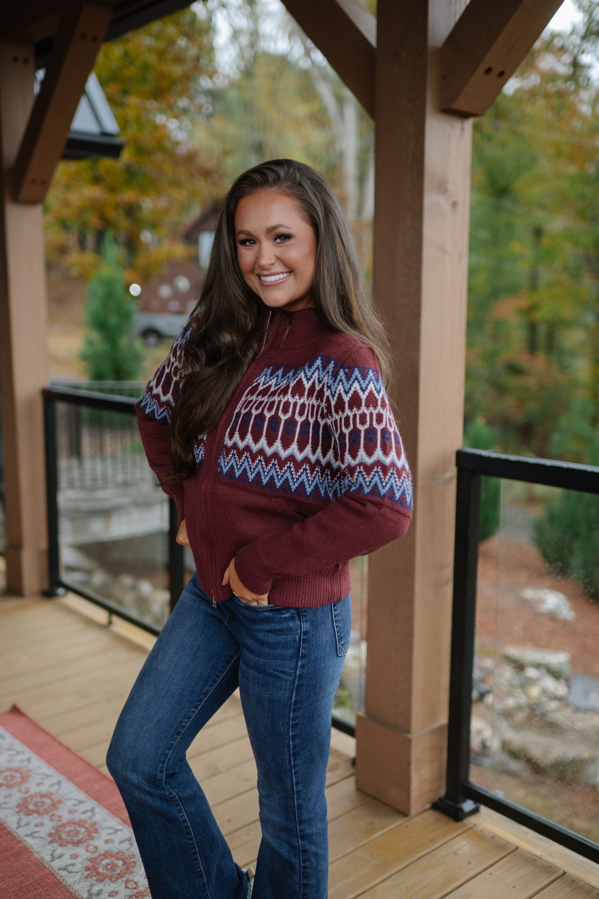 Fair Isle Cardigan Sweater-Cocoa