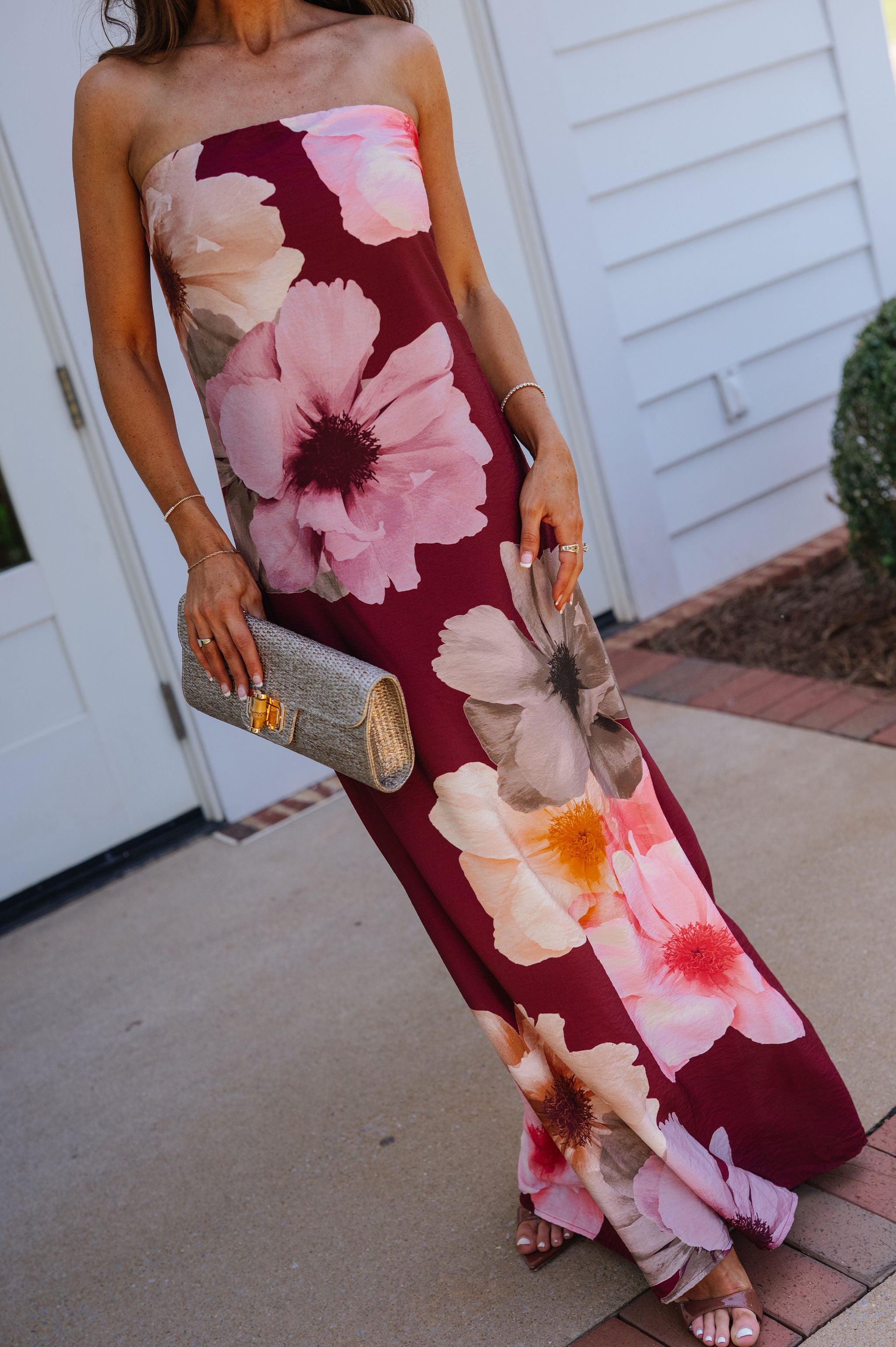 Claud Strapless Dress- Burgundy