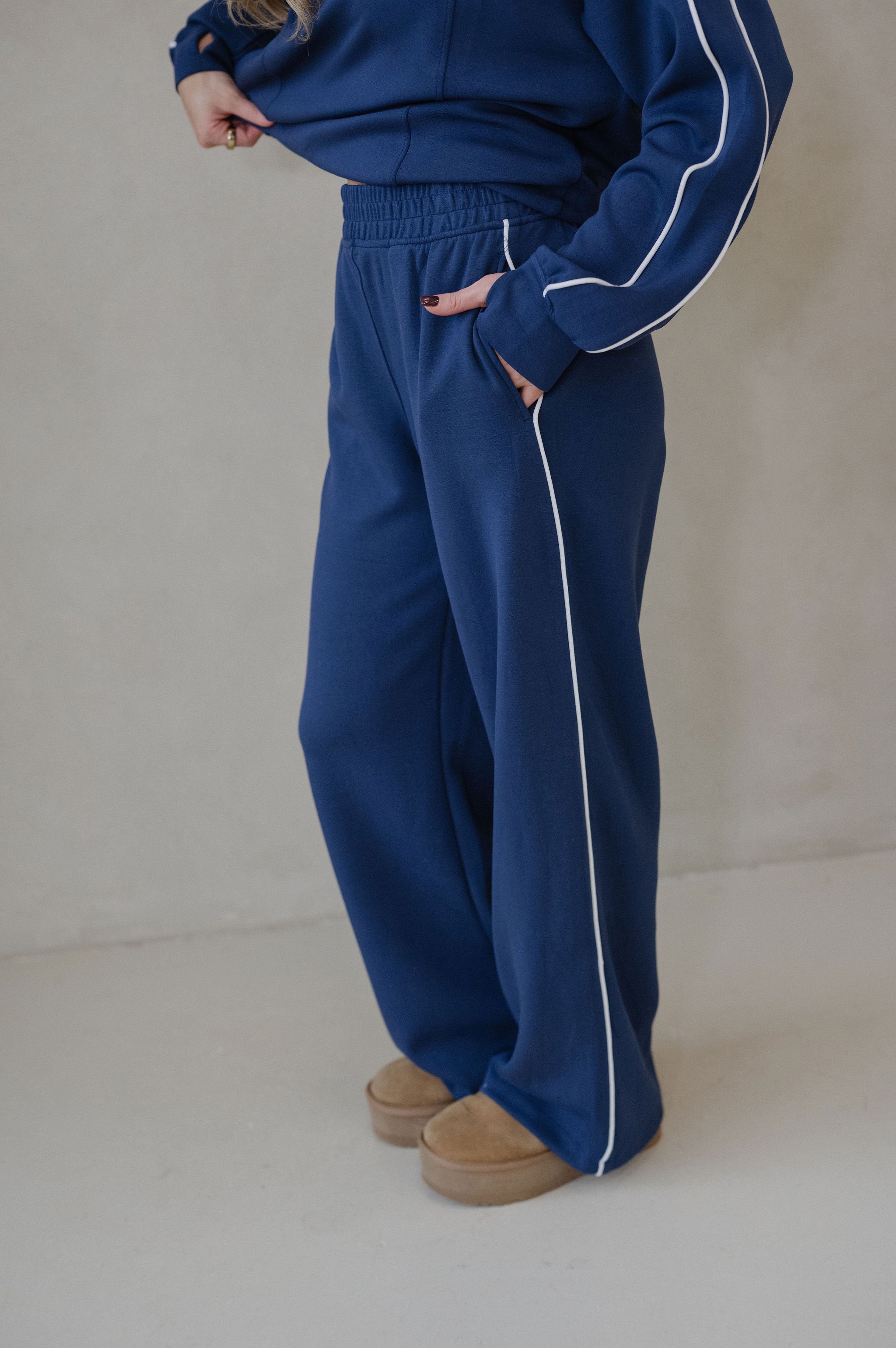 Piper Scuba Pants Set-Navy/Cream