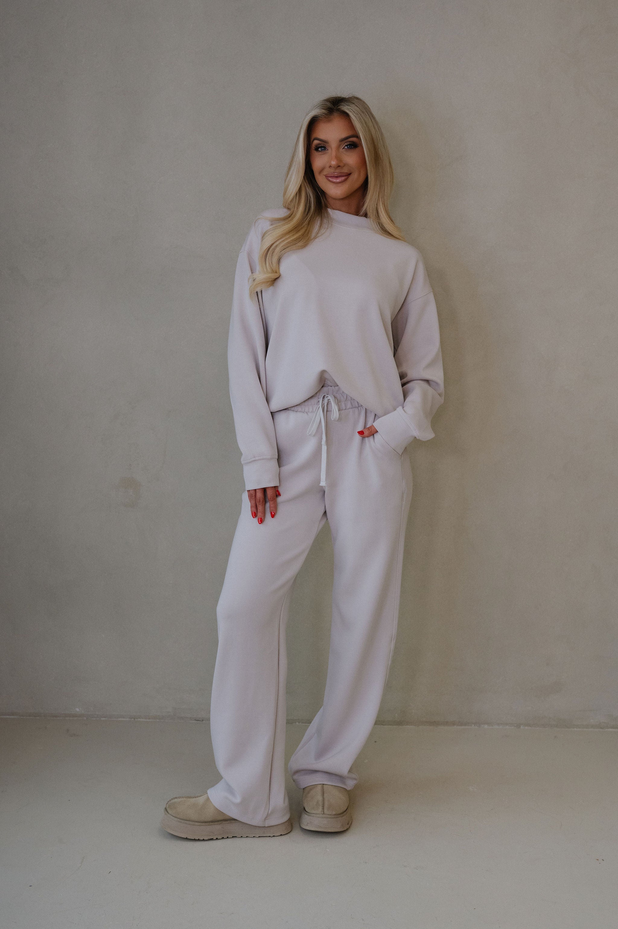 Nelson Scuba Pants Set-Mocha Cream