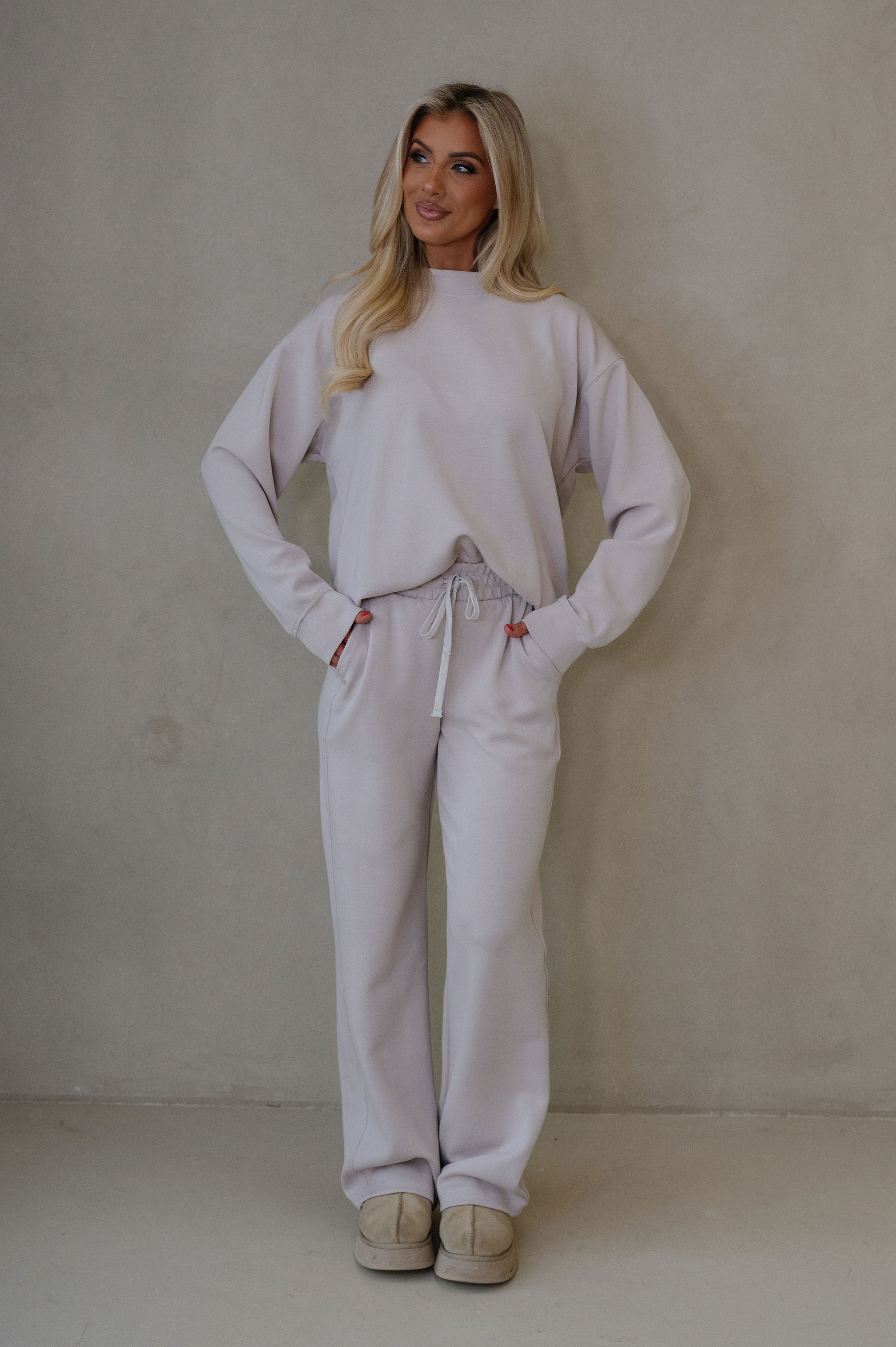 Nelson Scuba Pants Set-Mocha Cream