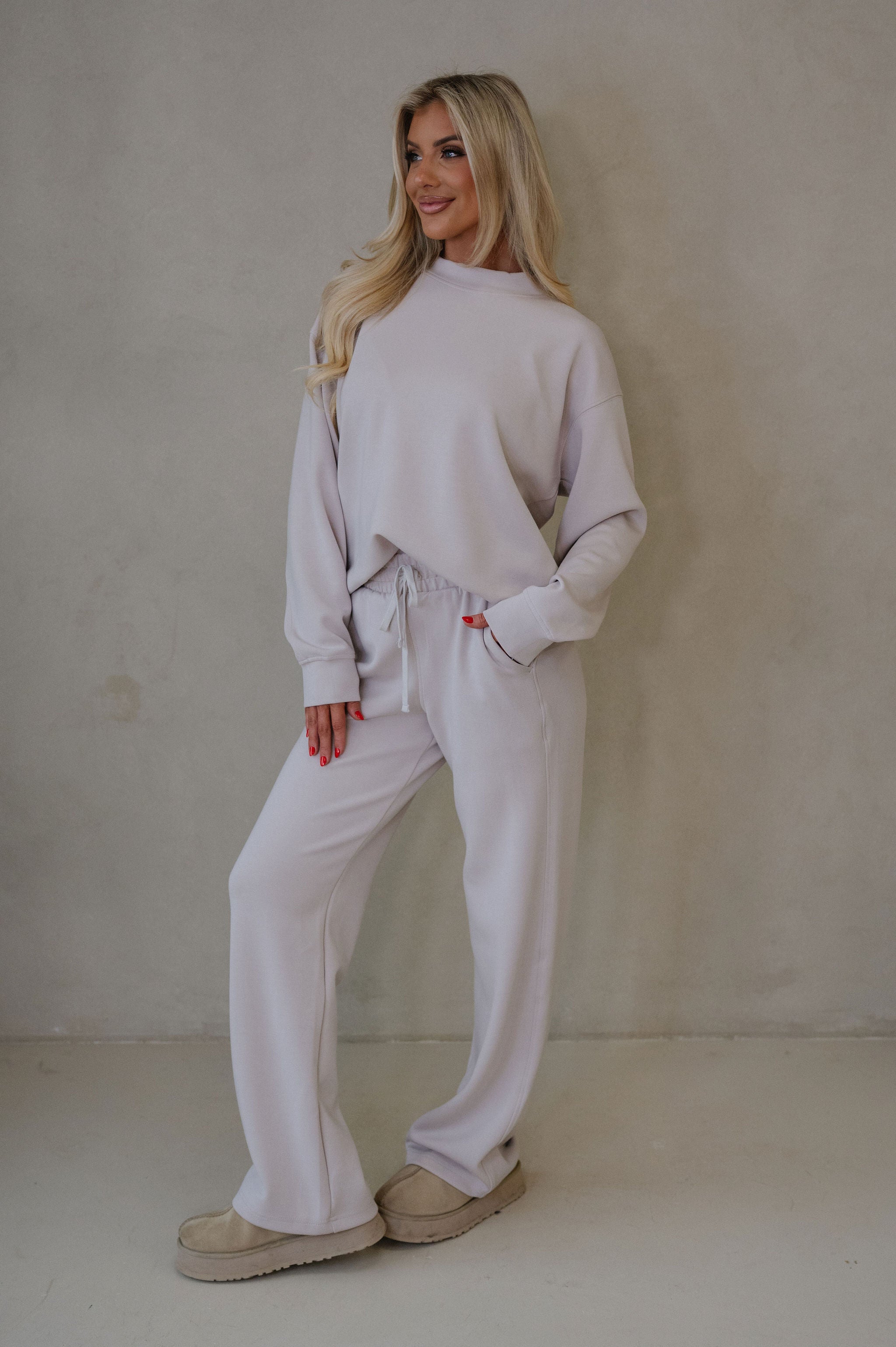 Nelson Scuba Pants Set-Mocha Cream