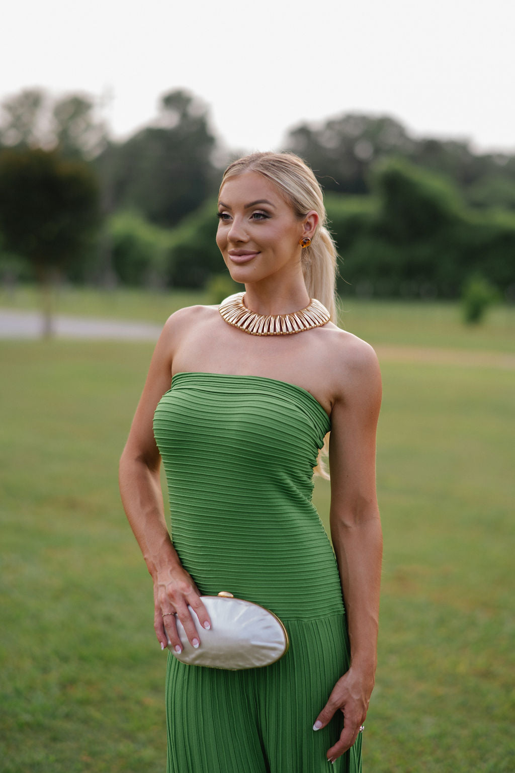 Summer Pleated Dress- Green