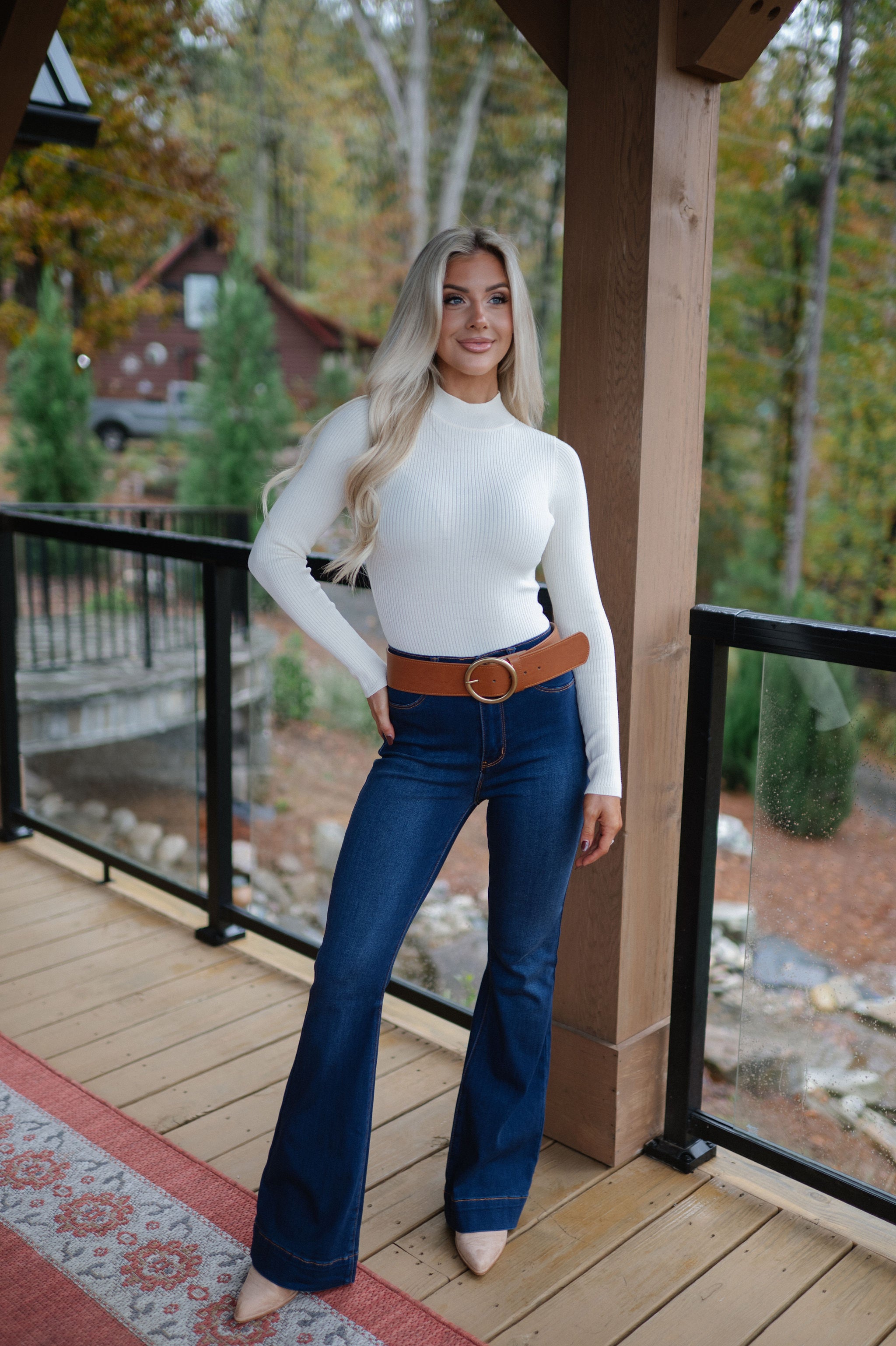 Hampton Ribbed Bodysuit-Cream