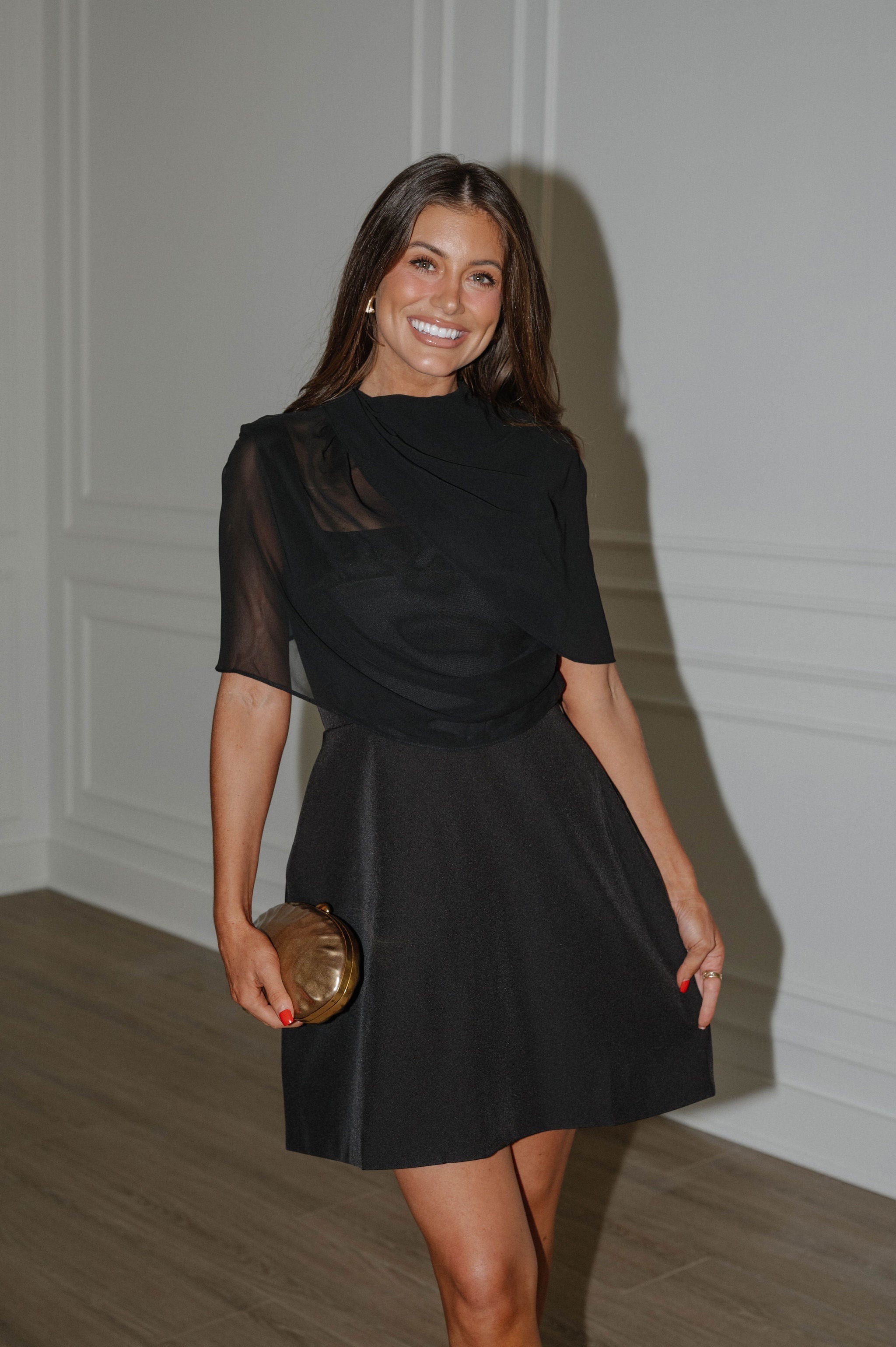 Ellie Chiffon Mini Dress-Black