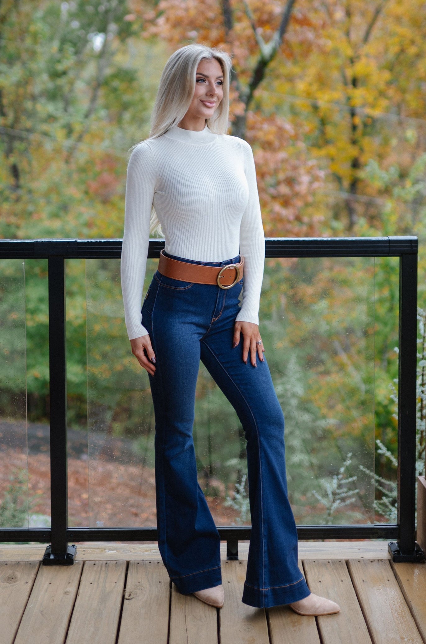 Violet High Rise Flare Jeans-Dark Stone