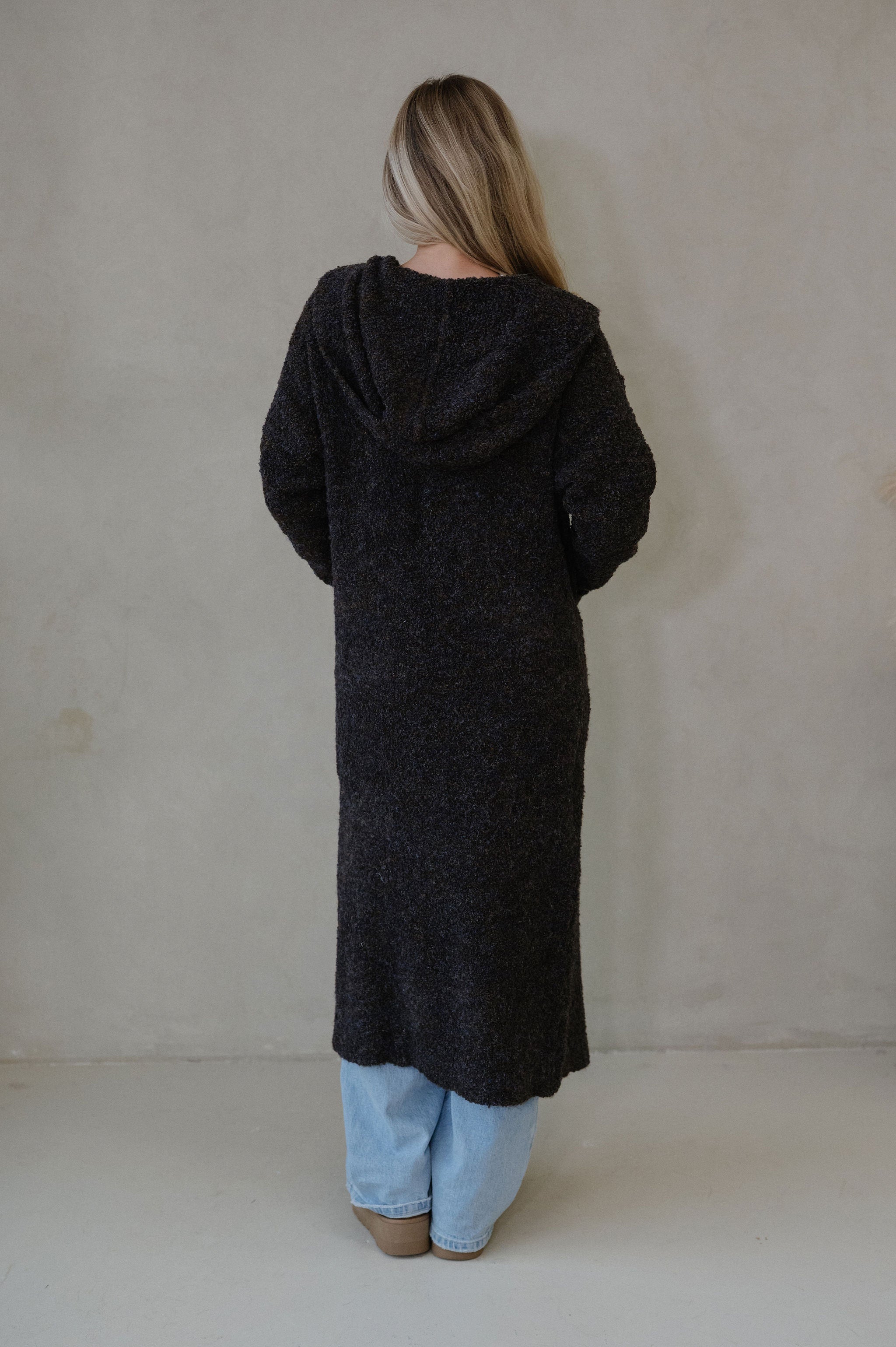 Cozy Knit Long Cardigan-Brown/Blue