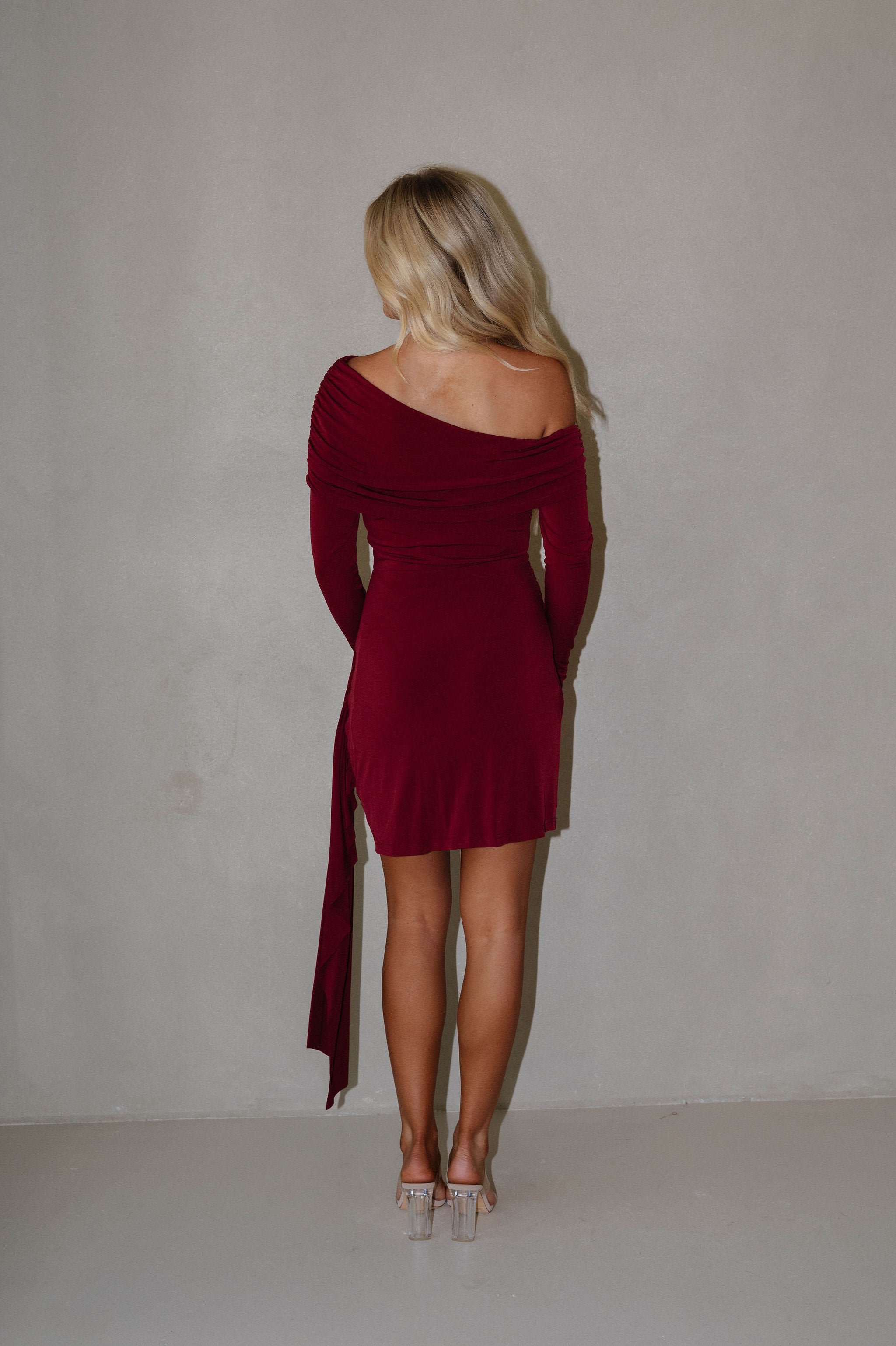Cascade Mini Dress-Wine