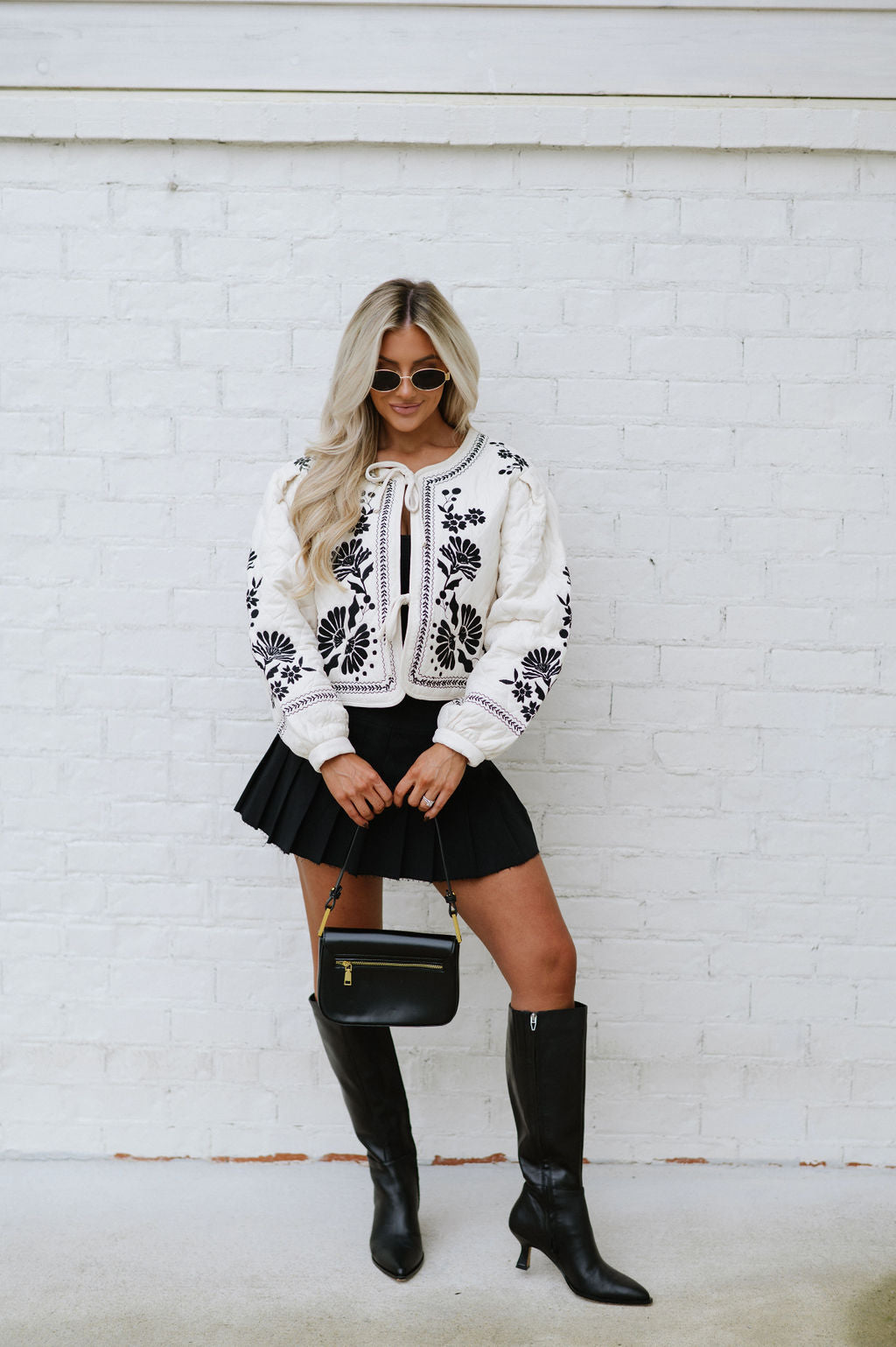Embroidered Quilted Jacket- Oatmeal