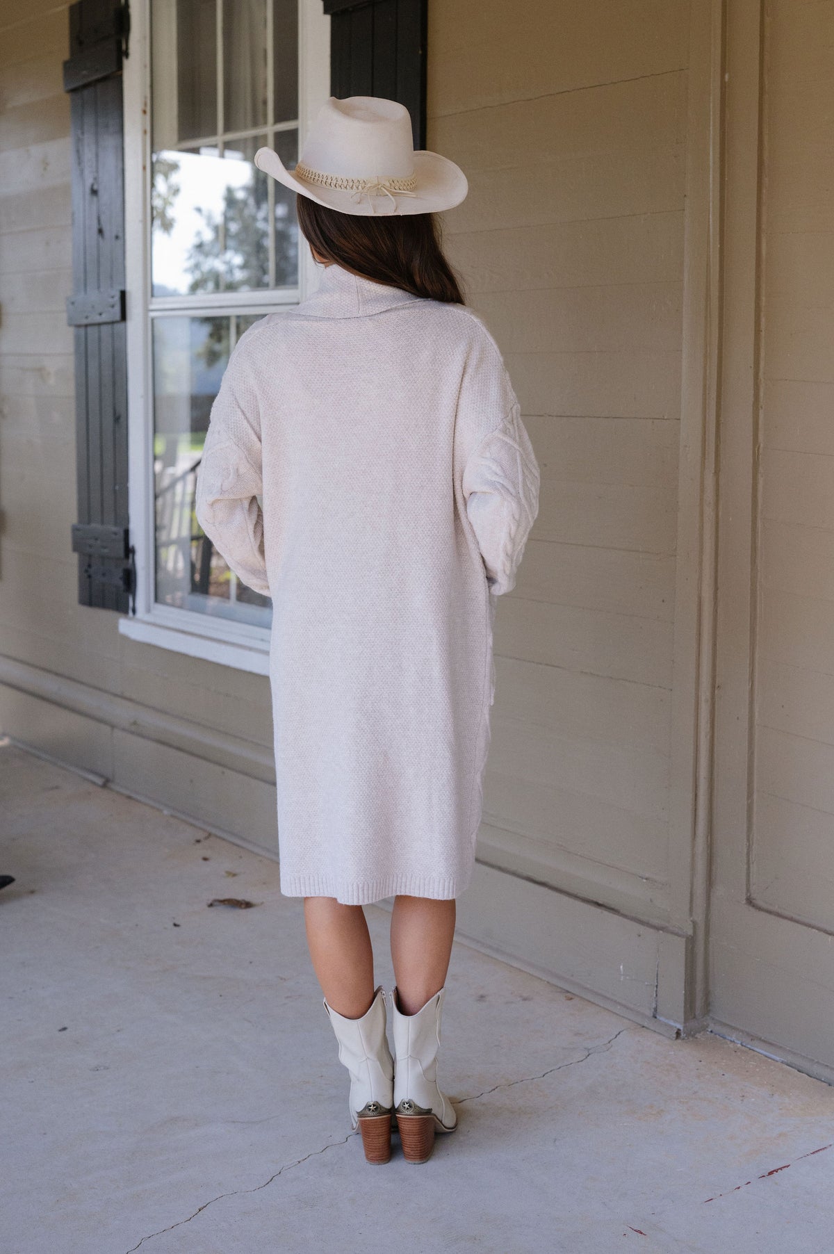 Peyton Longline Cable Textured Knit-Oatmeal