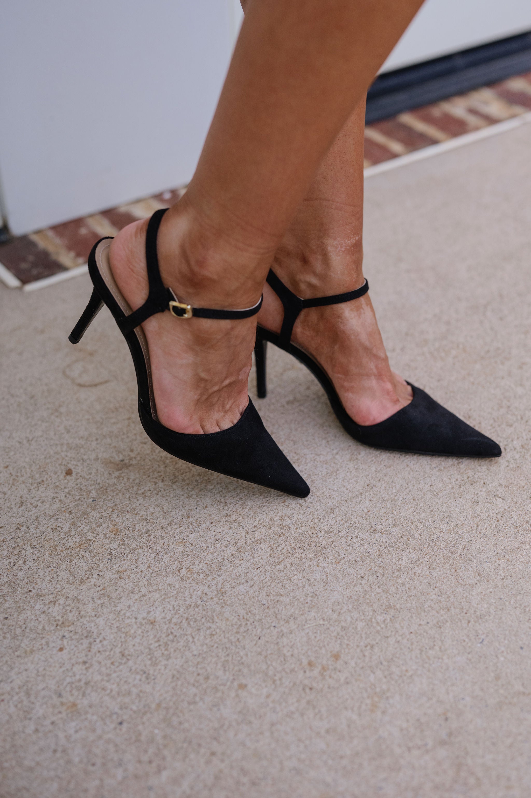 Blade Heels-Black Faux Suede