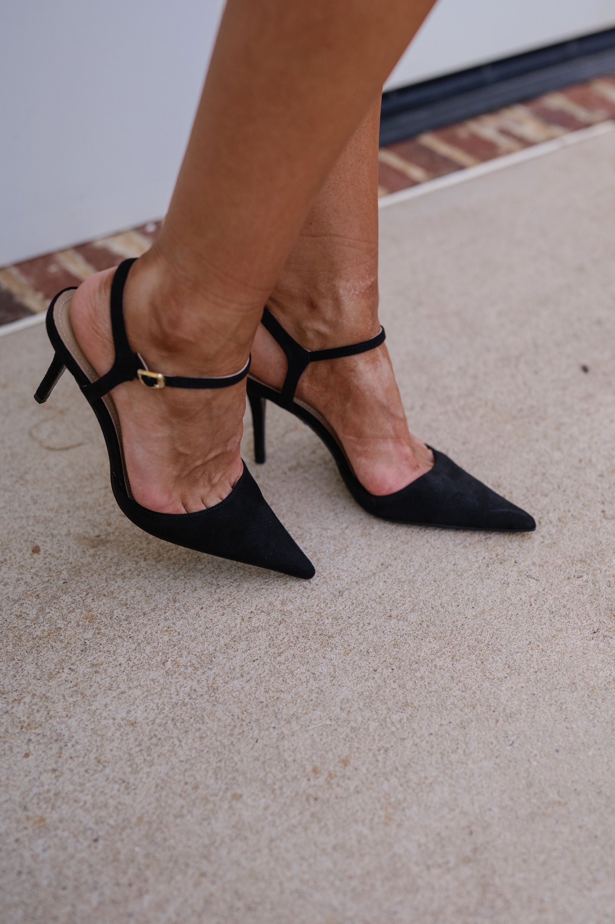 Blade Heels-Black Faux Suede