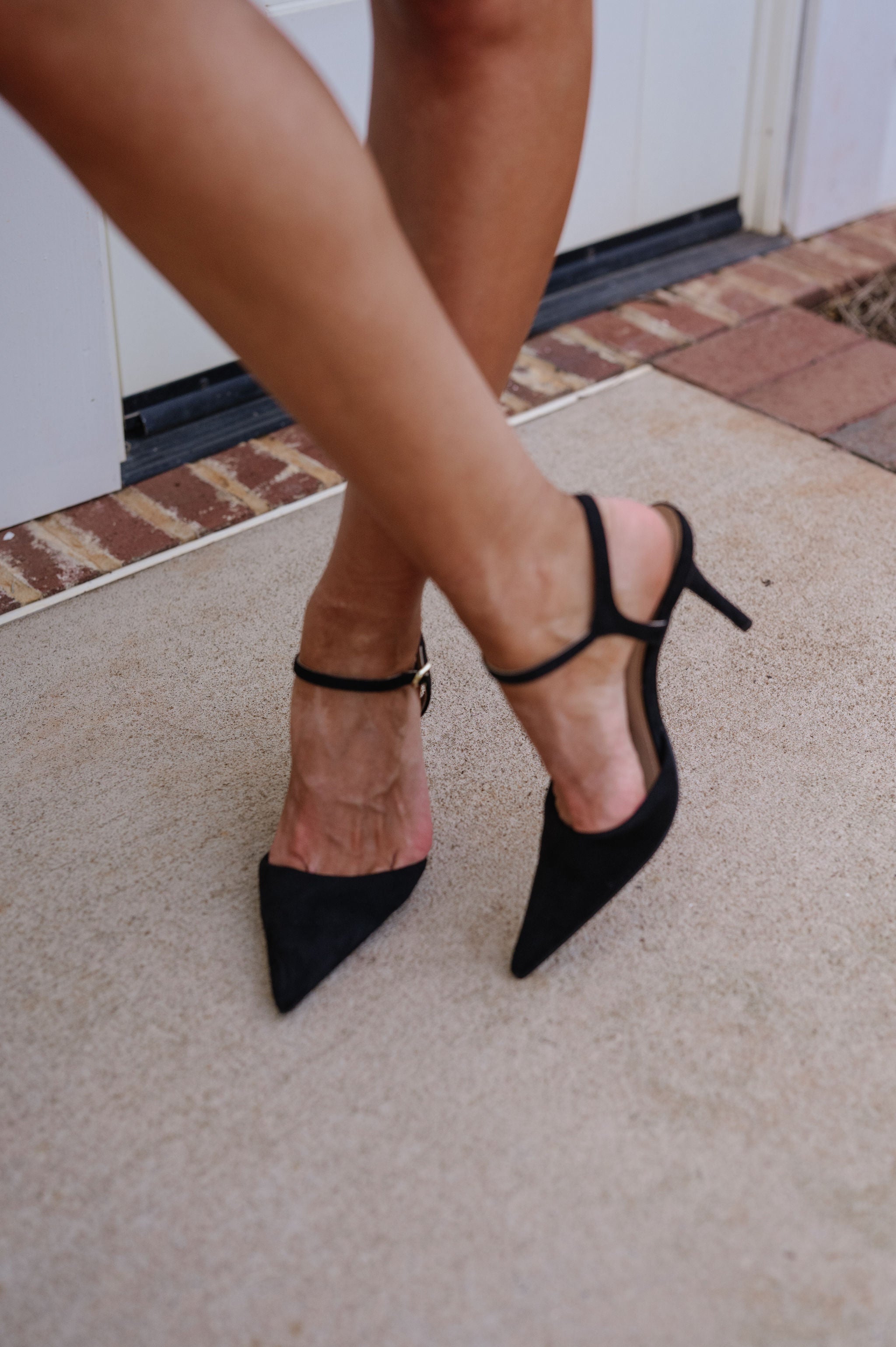 Blade Heels-Black Faux Suede