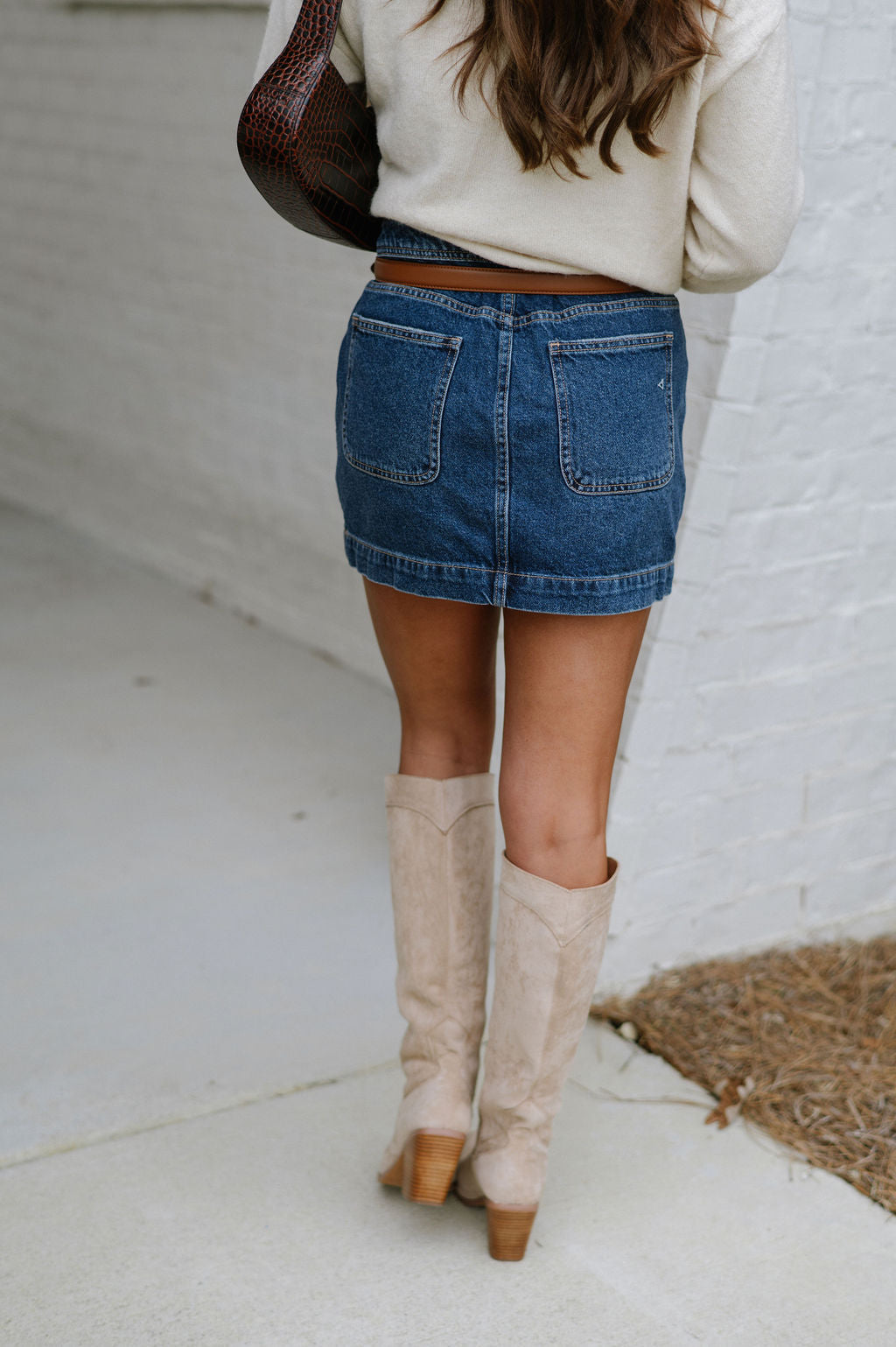 Nina Denim Mini Skirt-Dark Wash