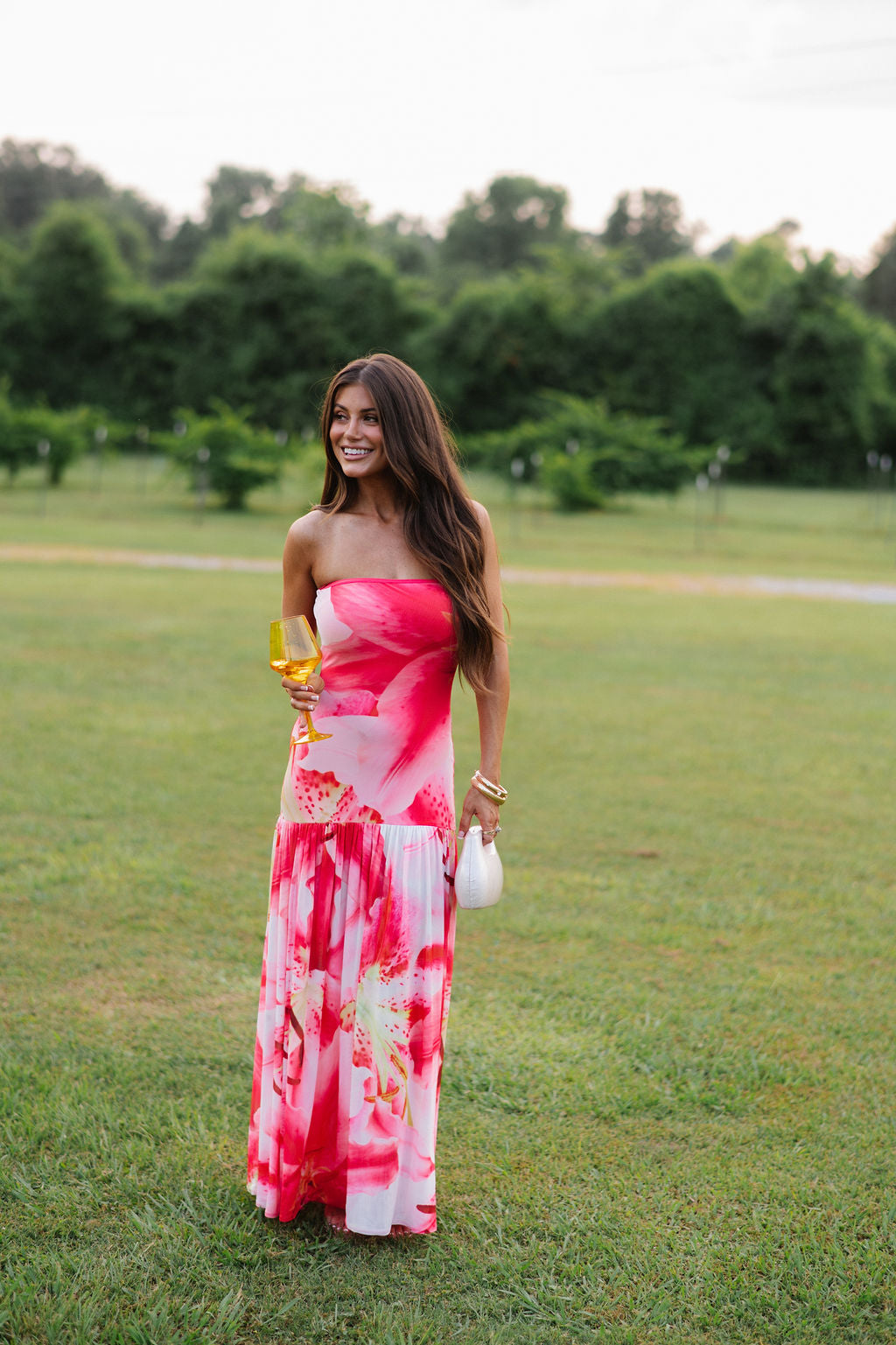 PREORDER//SHIPPING 7/8 //Strapless Abstract Floral Mesh Dress-PREORDER
