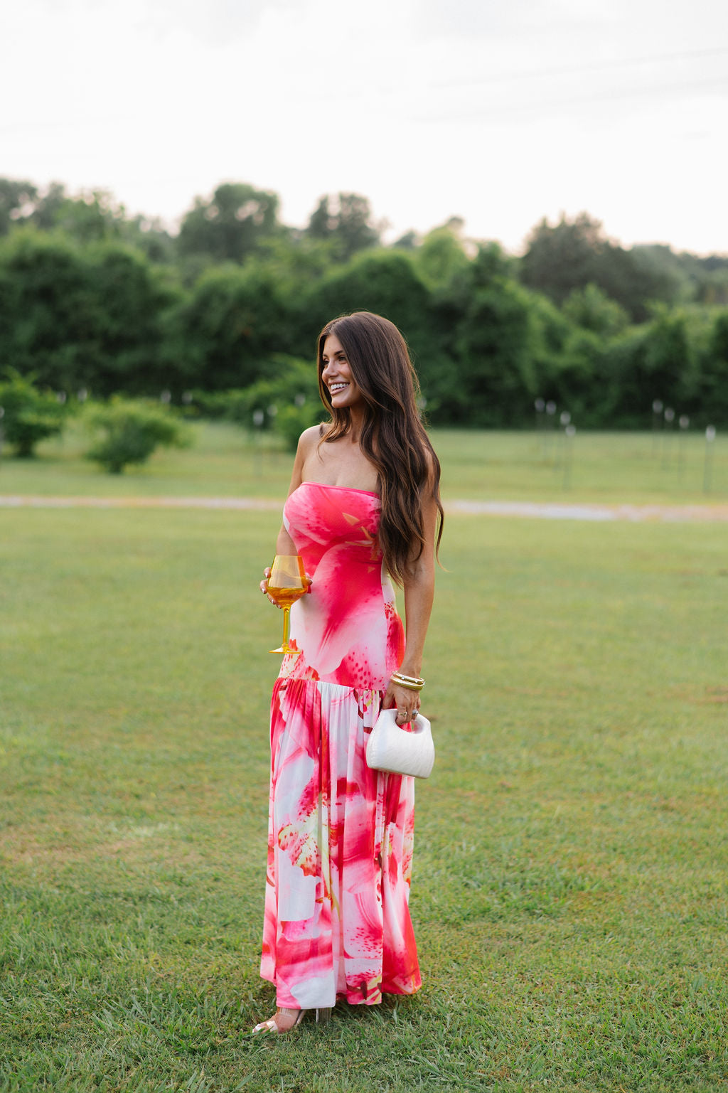 PREORDER//SHIPPING 7/8 //Strapless Abstract Floral Mesh Dress-PREORDER
