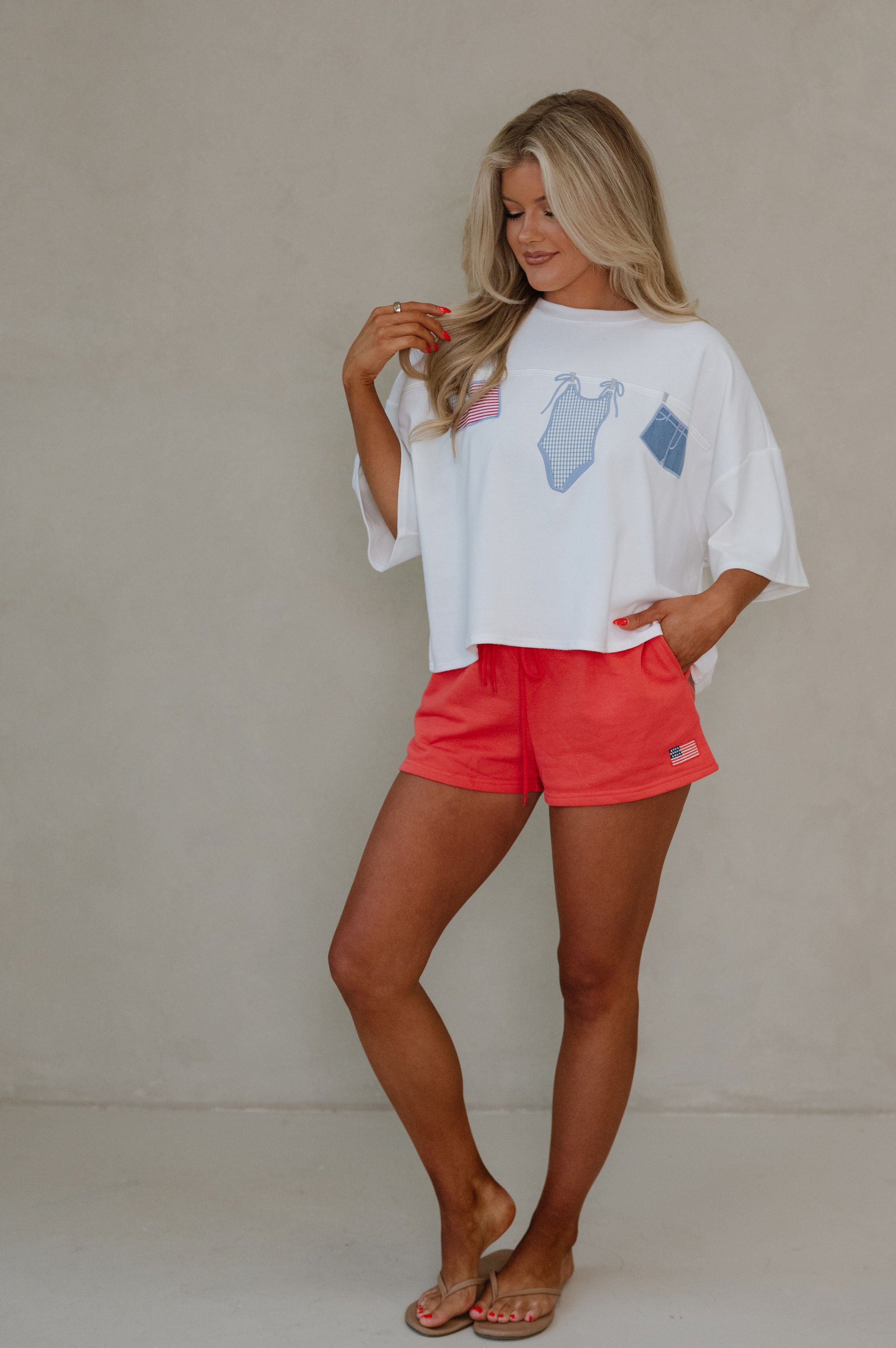 "Americana" Short Sleeve Top-Off White