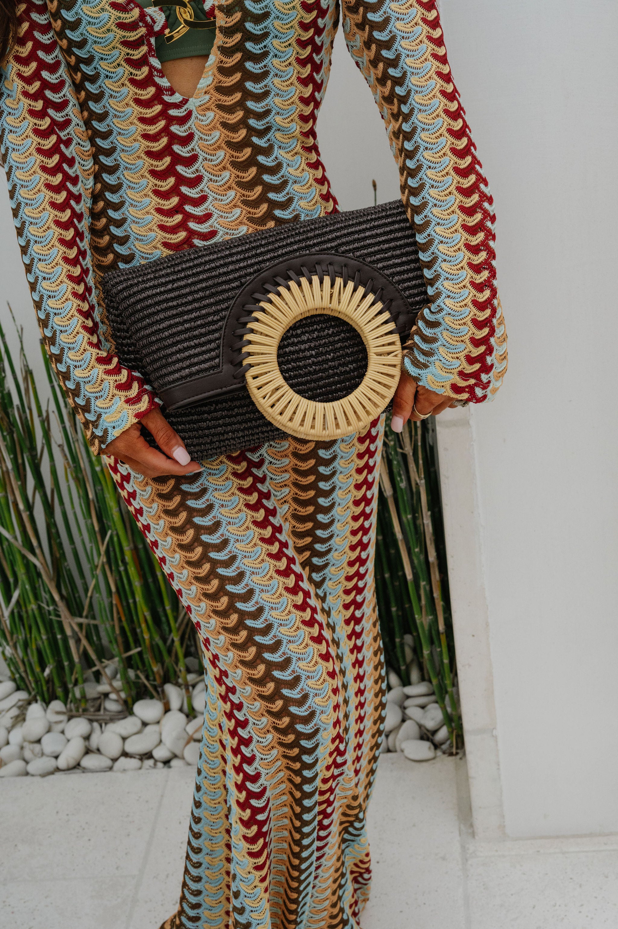 Tessa Straw Crossbody-Chocolate