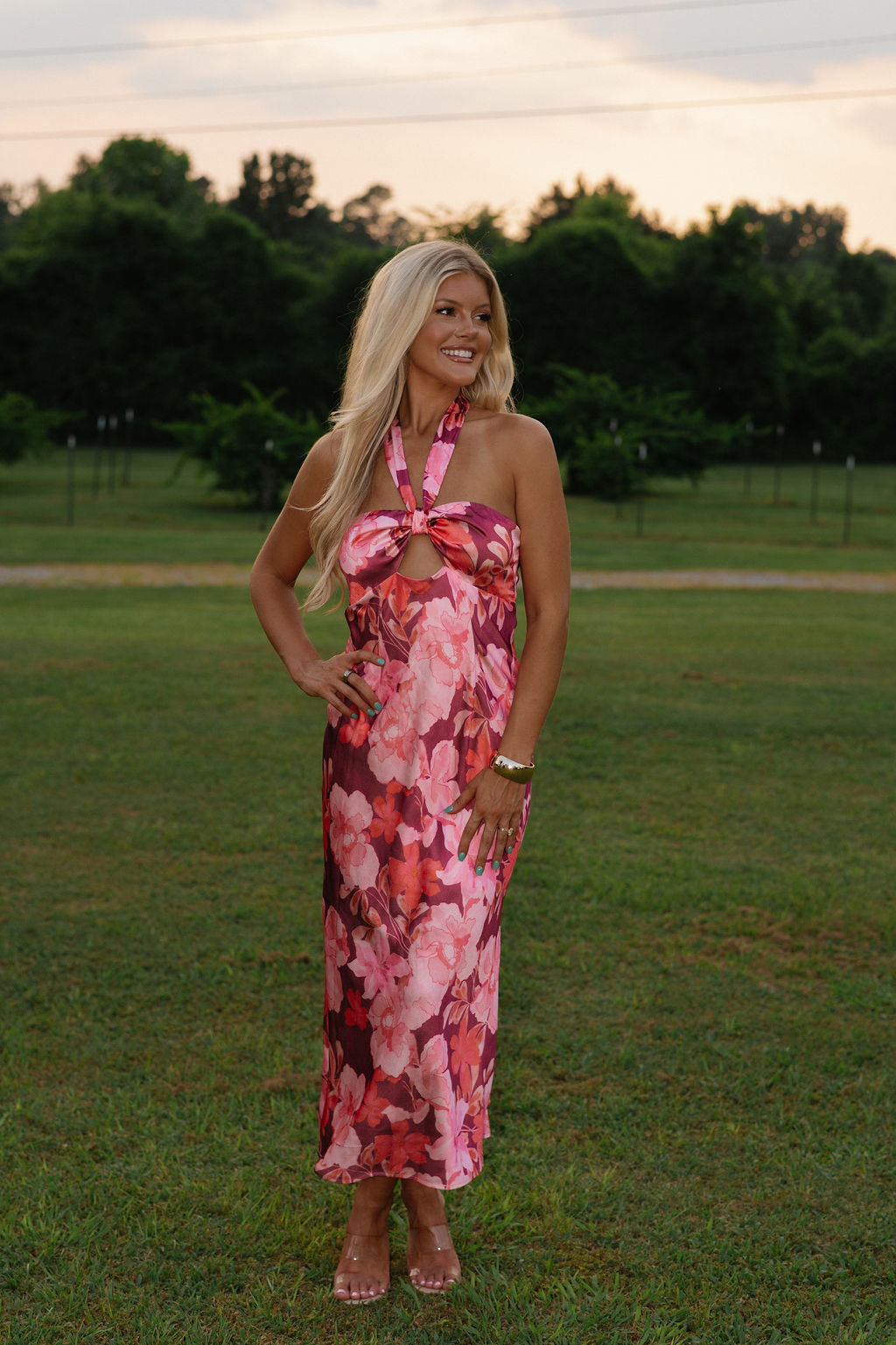 Korie Floral Midi Dress- Purple Mix