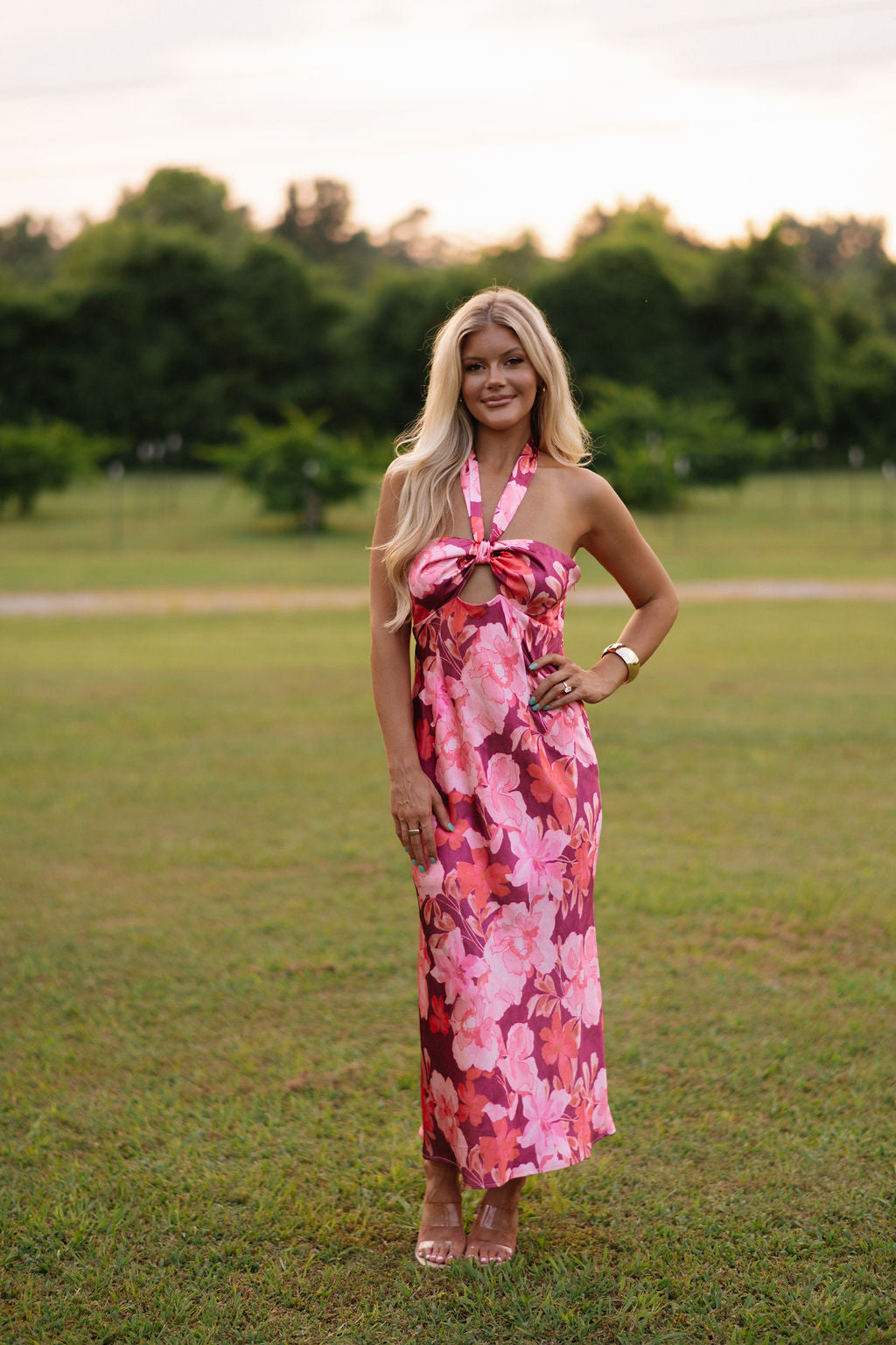 Korie Floral Midi Dress- Purple Mix
