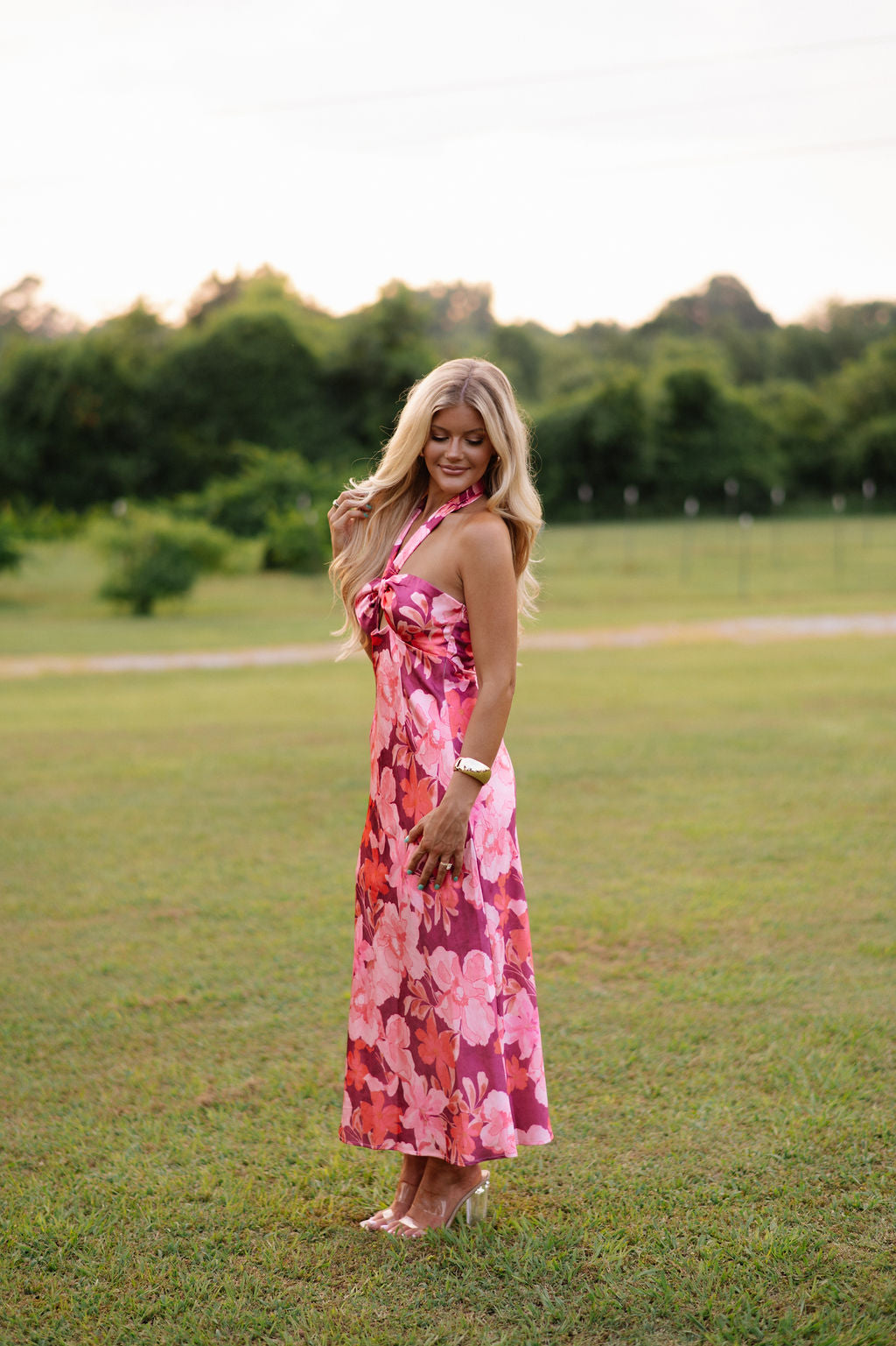 Korie Floral Midi Dress- Purple Mix