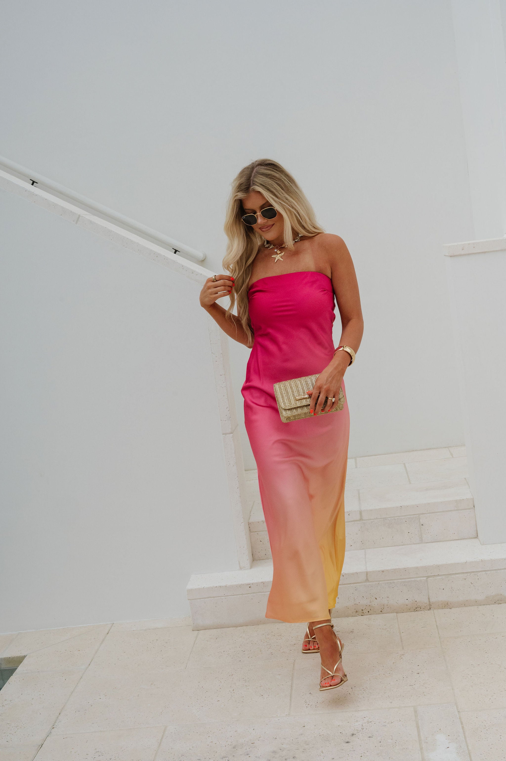 Marilyn Midi Dress-Pink Ombre