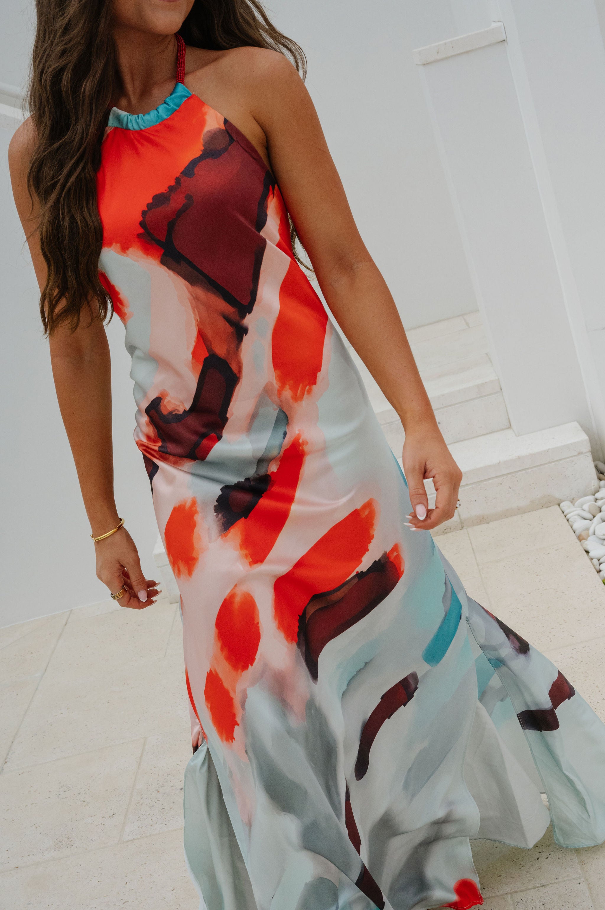 Sunset Halter Maxi Dress-Multi