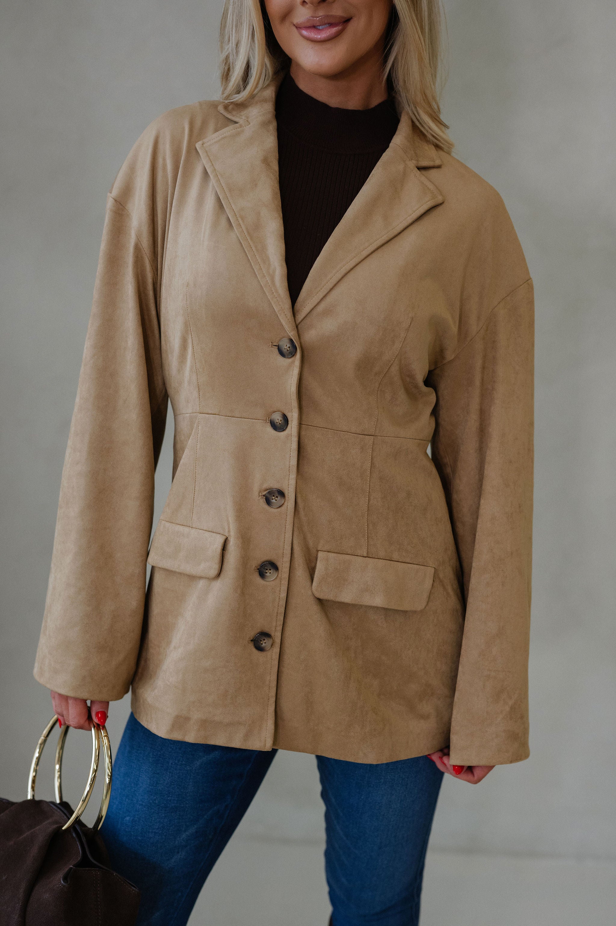 Miranda Faux Suede Jacket-Light Brown