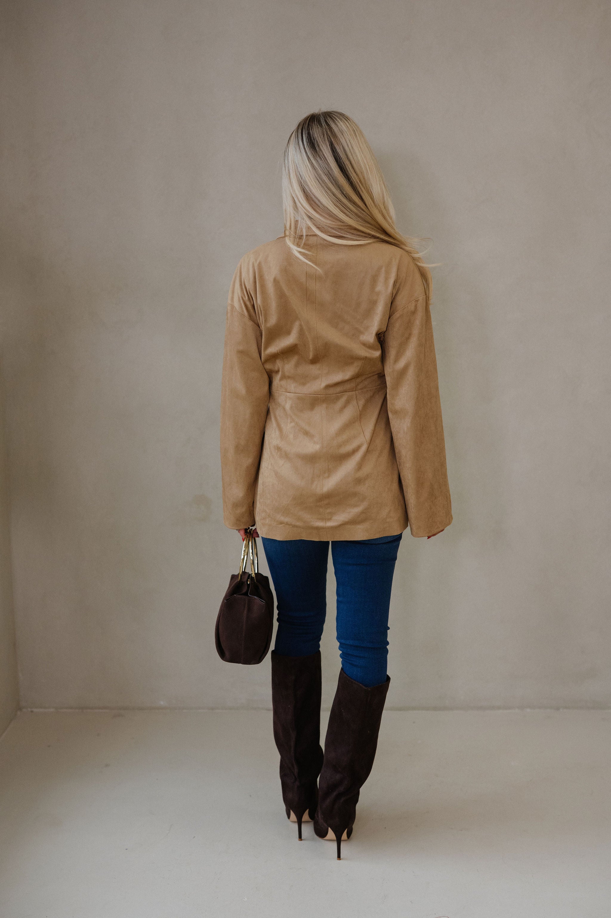 Miranda Faux Suede Jacket-Light Brown
