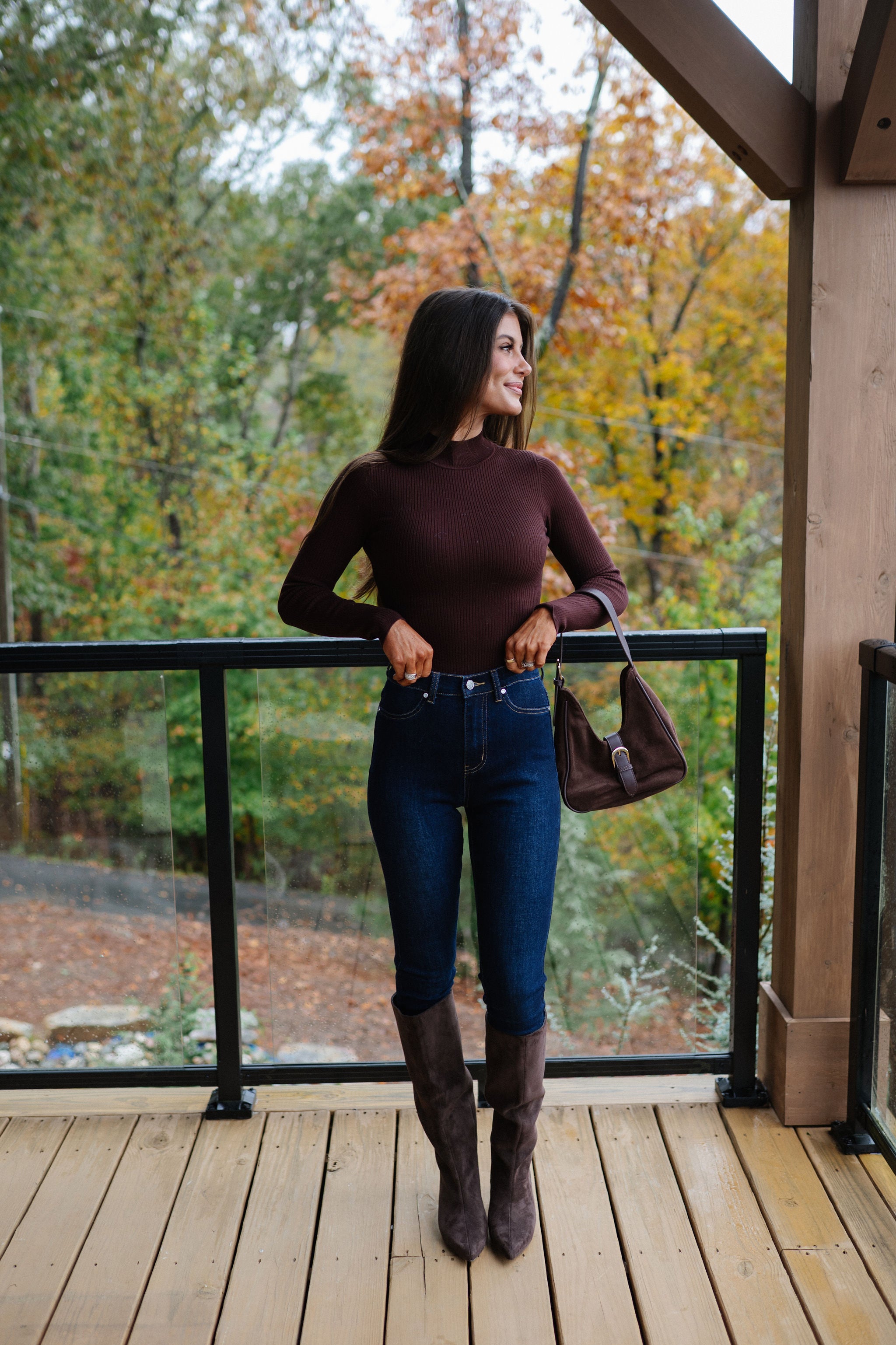 Hampton Ribbed Bodysuit-Brown