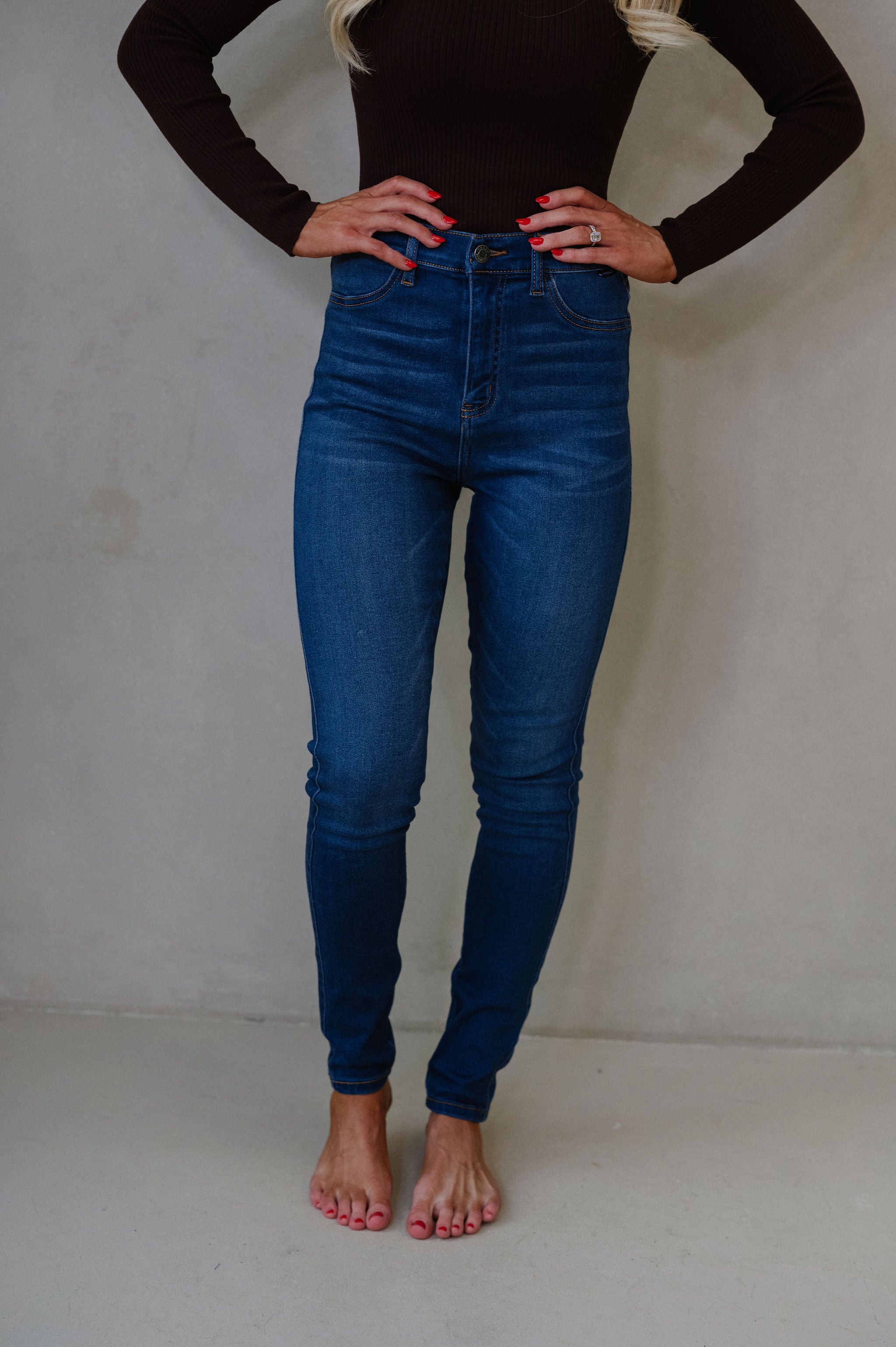 Poppie High Rise Skinny Jeans-Dark