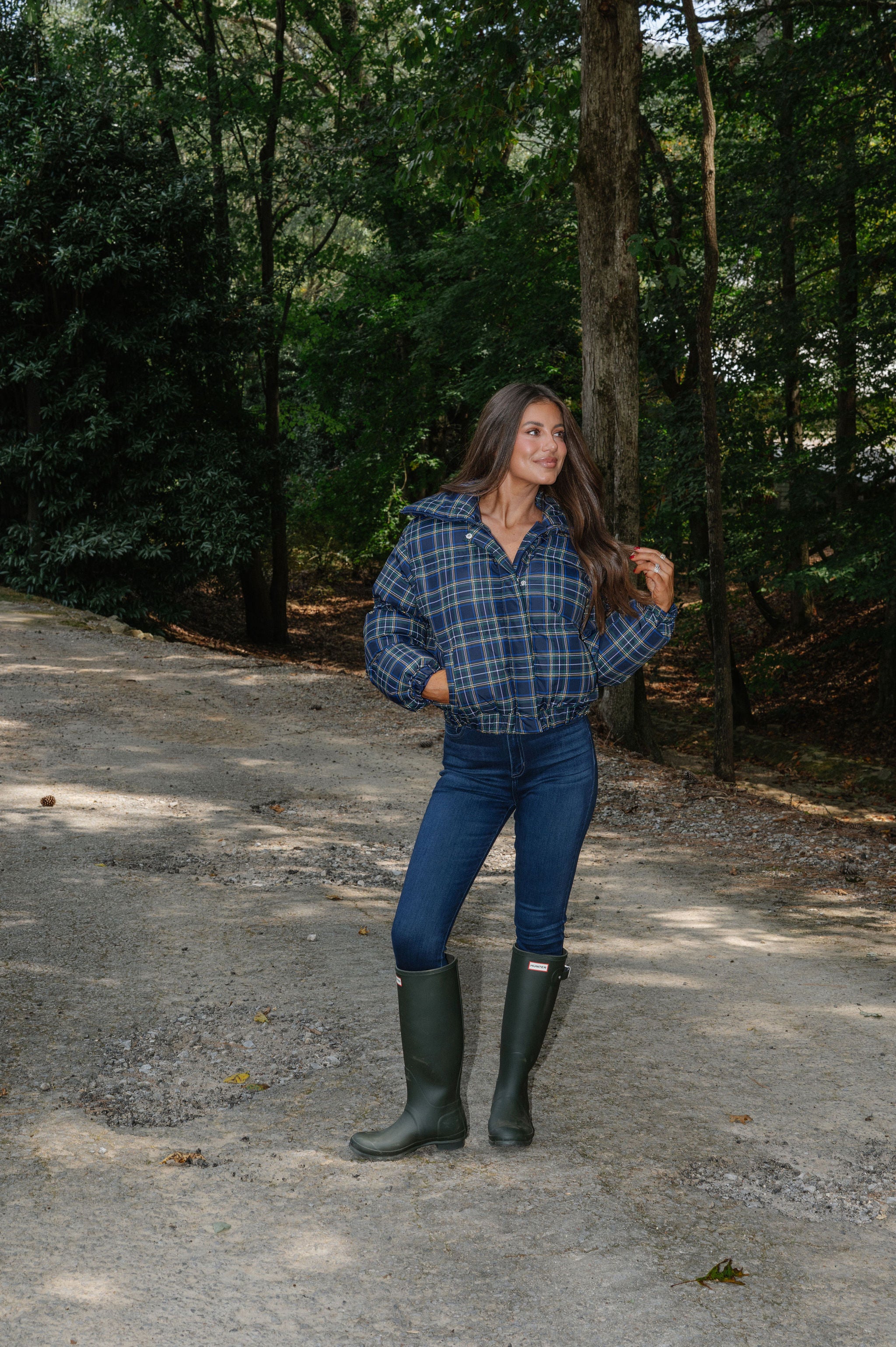 Madeline Plaid Jacket-Navy