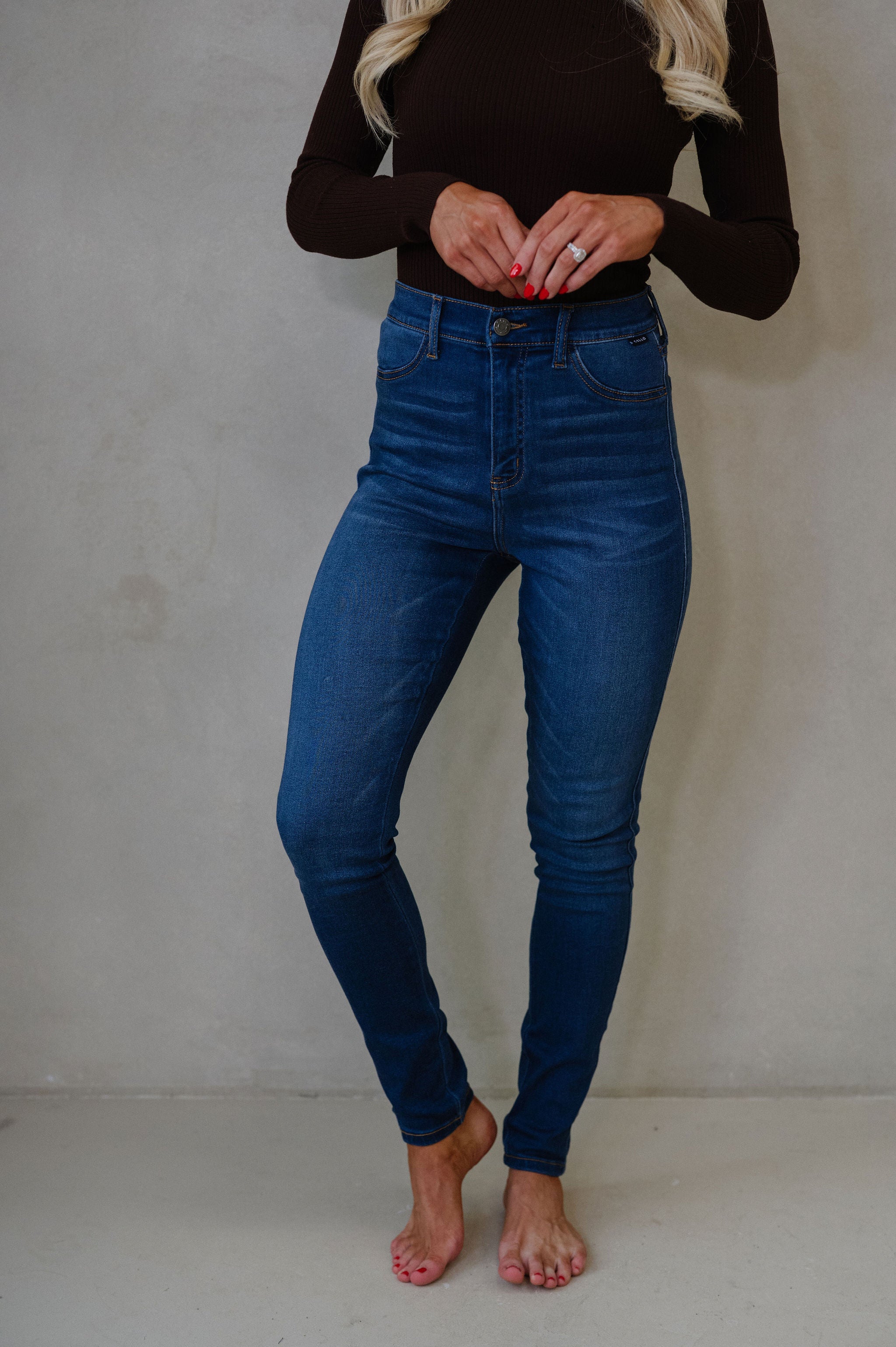 Poppie High Rise Skinny Jeans-Dark