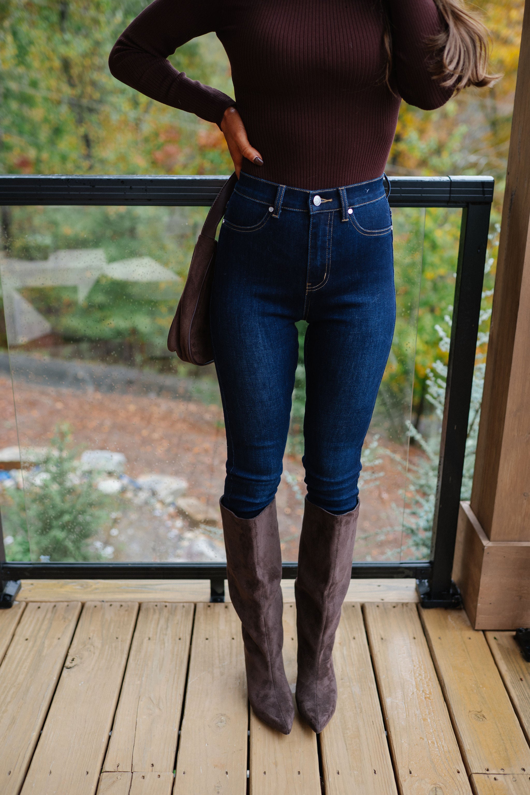 Camila Mid Rise Skinny Jeans-Dark Stone