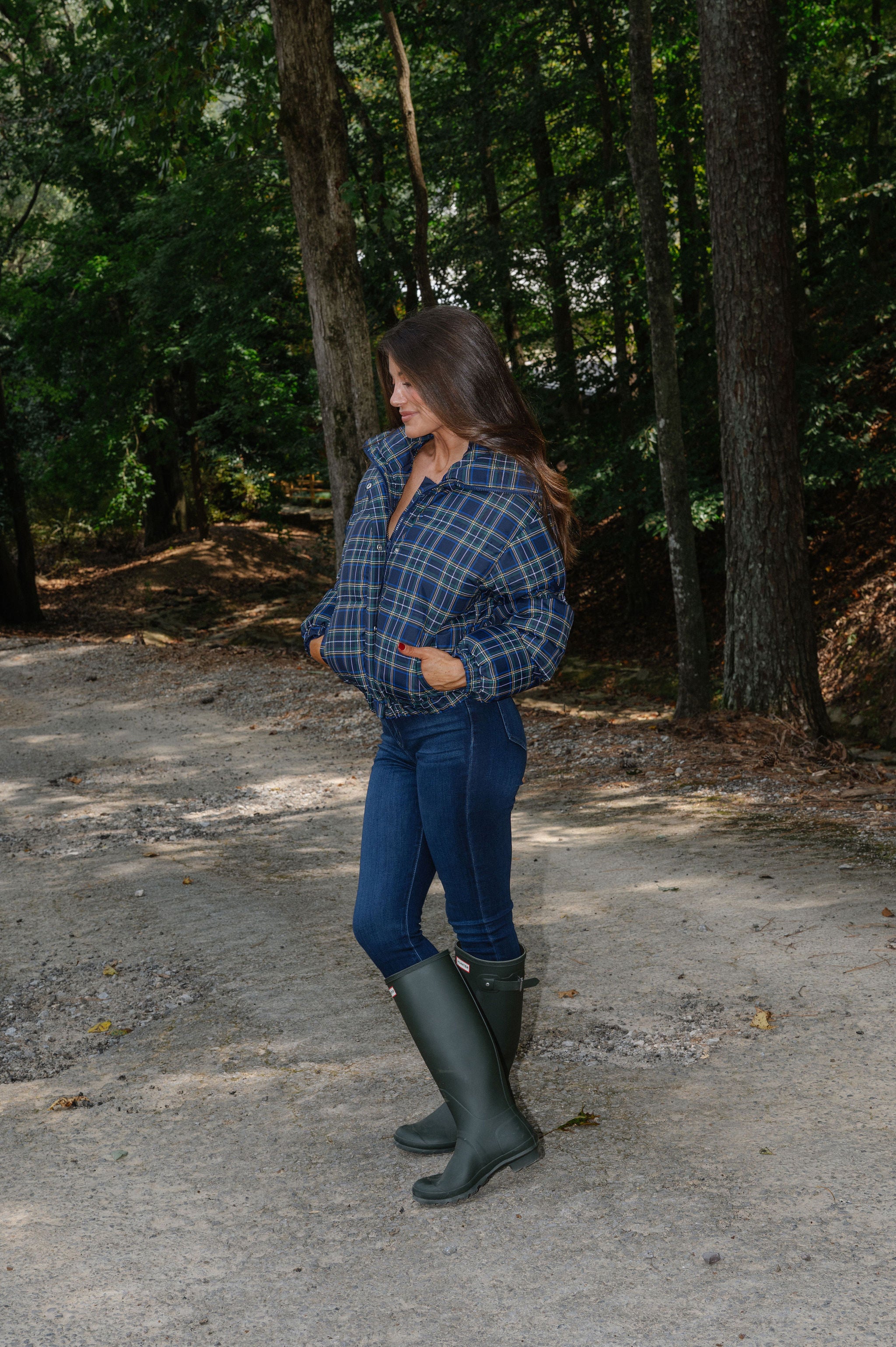 Madeline Plaid Jacket-Navy